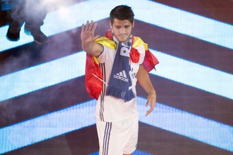 Real Madrid's forward Alvaro Morata celebrates the team's win at the Santiago Bernabeu stadium in Madrid on June 4, 2017 after winning the UEFA Champions League football match final Juventus vs Real Madrid CF held at the National Stadium of Wales in Cardi