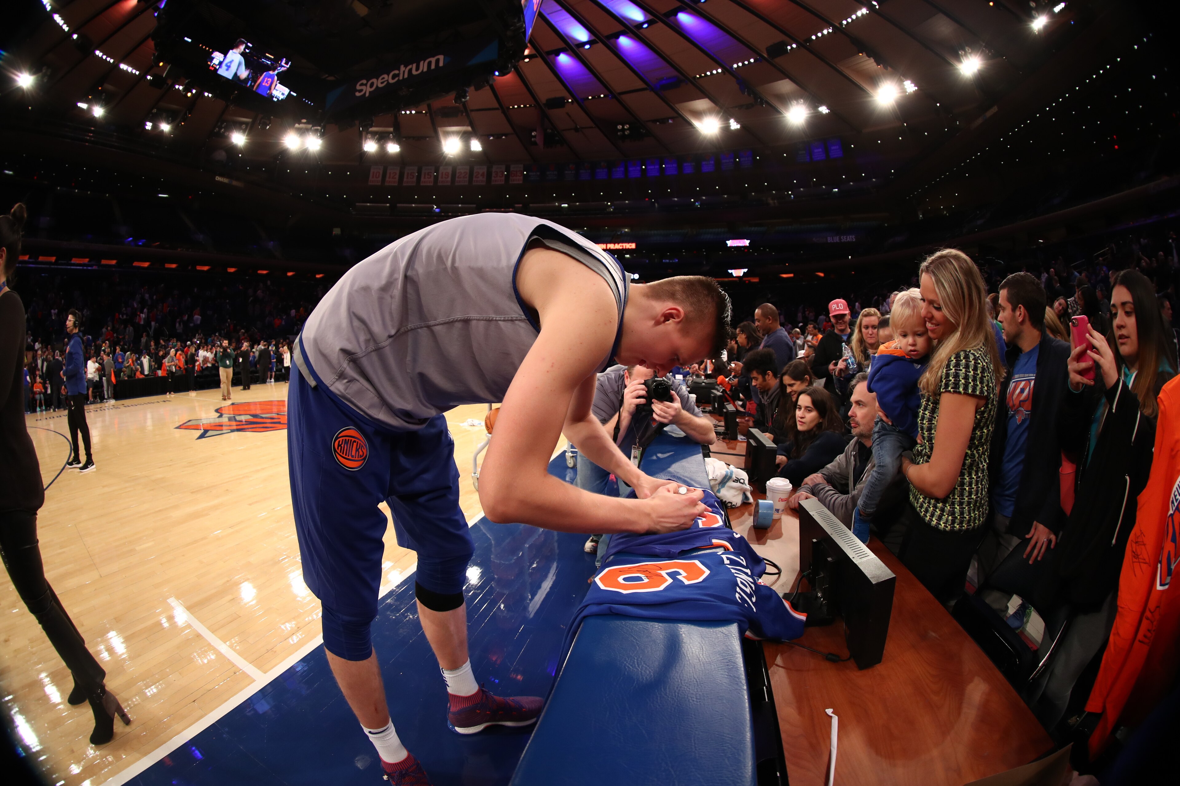 NEW YORK, NY - OCTOBER 01: Kristaps Porzingis #6 of the New York Knicks participates during the Open Practice for the New York Knicks on October 1, 2017 at Madison Square Garden in New York City. NOTE TO USER: User expressly acknowledges and agrees that, NEW YORK, NY - OCTOBER 01: Kristaps Porzingis #6 of the New York Knicks participates during the Open Practice for the New York Knicks on October 1, 2017 at Madison Square Garden in New York City. NOTE TO USER: User expressly acknowledges and agrees that,
