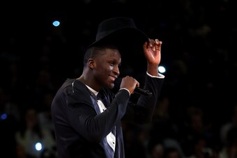 NEW YORK, NY - FEBRUARY 14:  Victor Oladipo #5 of the Orlando Magic competes sings during the Sprite Slam Dunk Contest as part of the 2015 NBA Allstar Weekend at Barclays Center on February 14, 2015 in the Brooklyn borough of New York City. NOTE TO USER: 