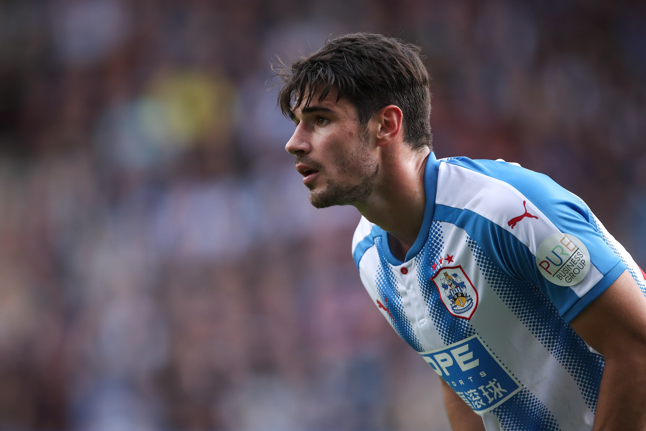 HUDDERSFIELD, ENGLAND - SEPTEMBER 30: Christopher Schindler of Huddersfield Town during the Premier League match between Huddersfield Town and Tottenham Hotspur at John Smith's Stadium on September 30, 2017 in Huddersfield, England. (Photo by Robbie Jay B
