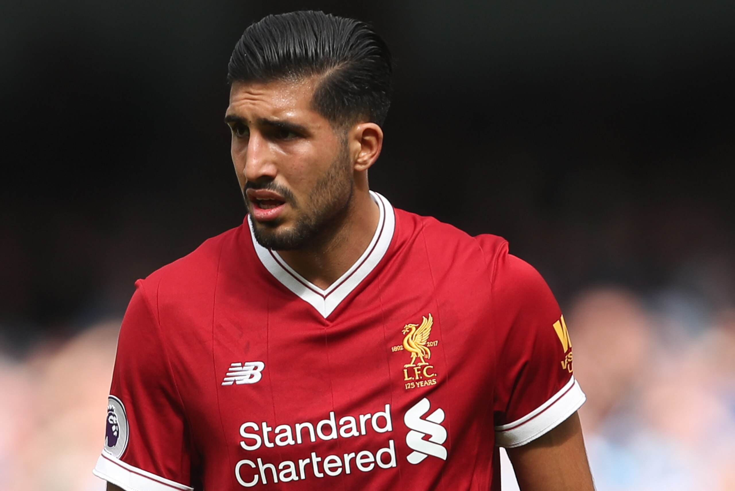 MANCHESTER, ENGLAND - SEPTEMBER 09: Emre Can of Liverpool during the Premier League match between Manchester City and Liverpool at Etihad Stadium on September 9, 2017 in Manchester, England. (Photo by Robbie Jay Barratt - AMA/Getty Images)
