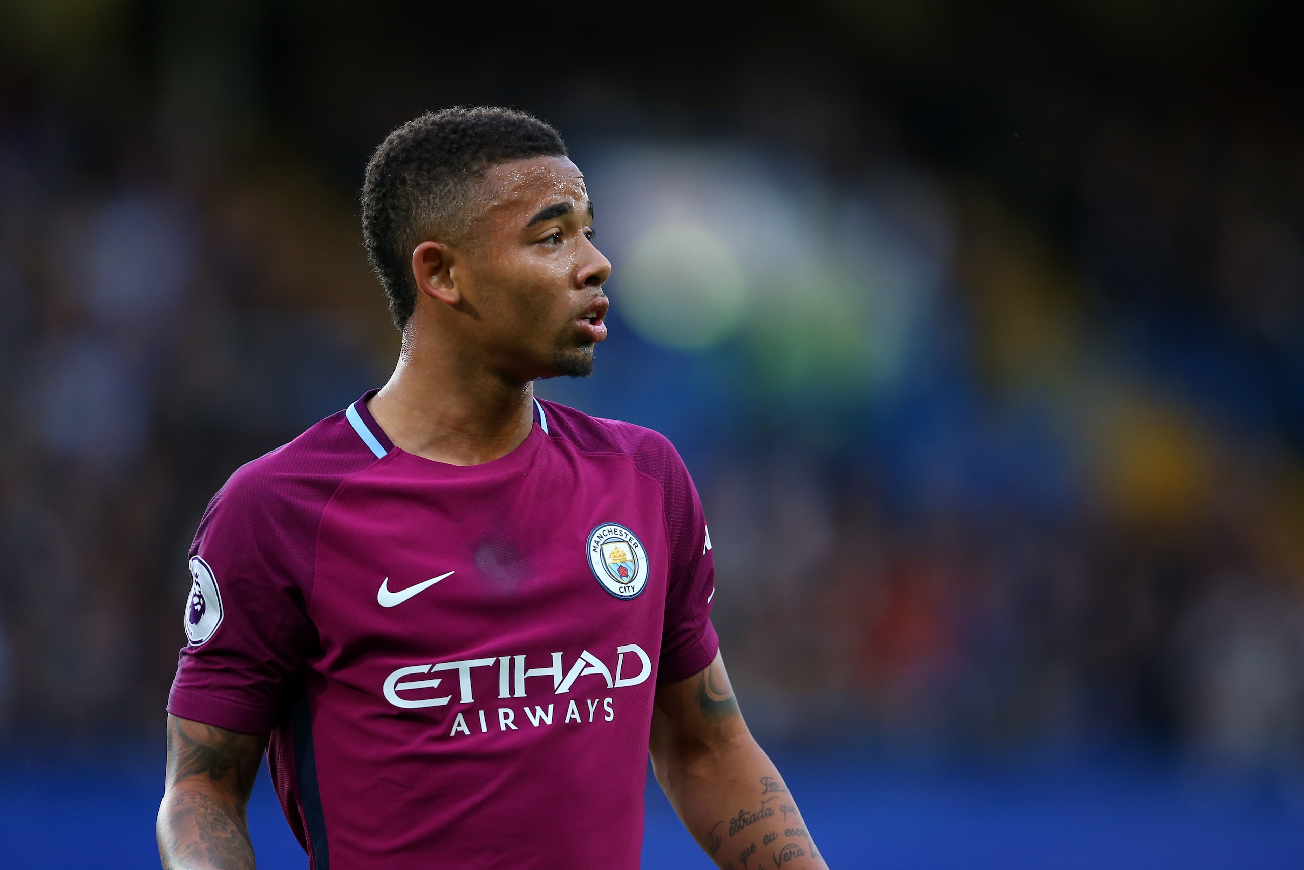 LONDON, ENGLAND - SEPTEMBER 30: Gabriel Jesus of Manchester City during the Premier League match between Chelsea and Manchester City at Stamford Bridge on September 30, 2017 in London, England. (Photo by Catherine Ivill - AMA/Getty Images)