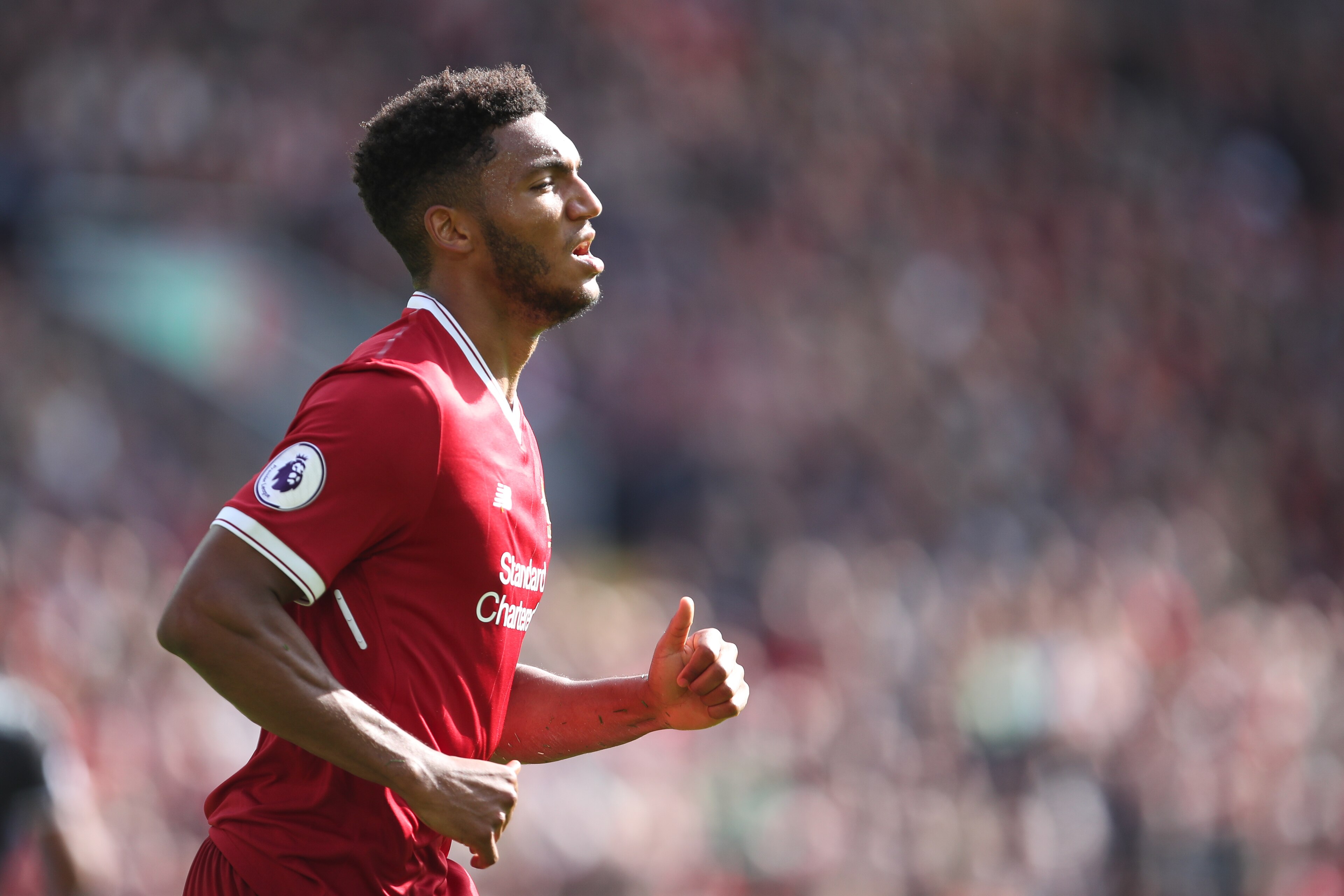 LIVERPOOL, ENGLAND - AUGUST 19: Joe Gomez of Liverpool during the Premier League match between Liverpool and Crystal Palace at Anfield on August 19, 2017 in Liverpool, England. (Photo by Robbie Jay Barratt - AMA/Getty Images)