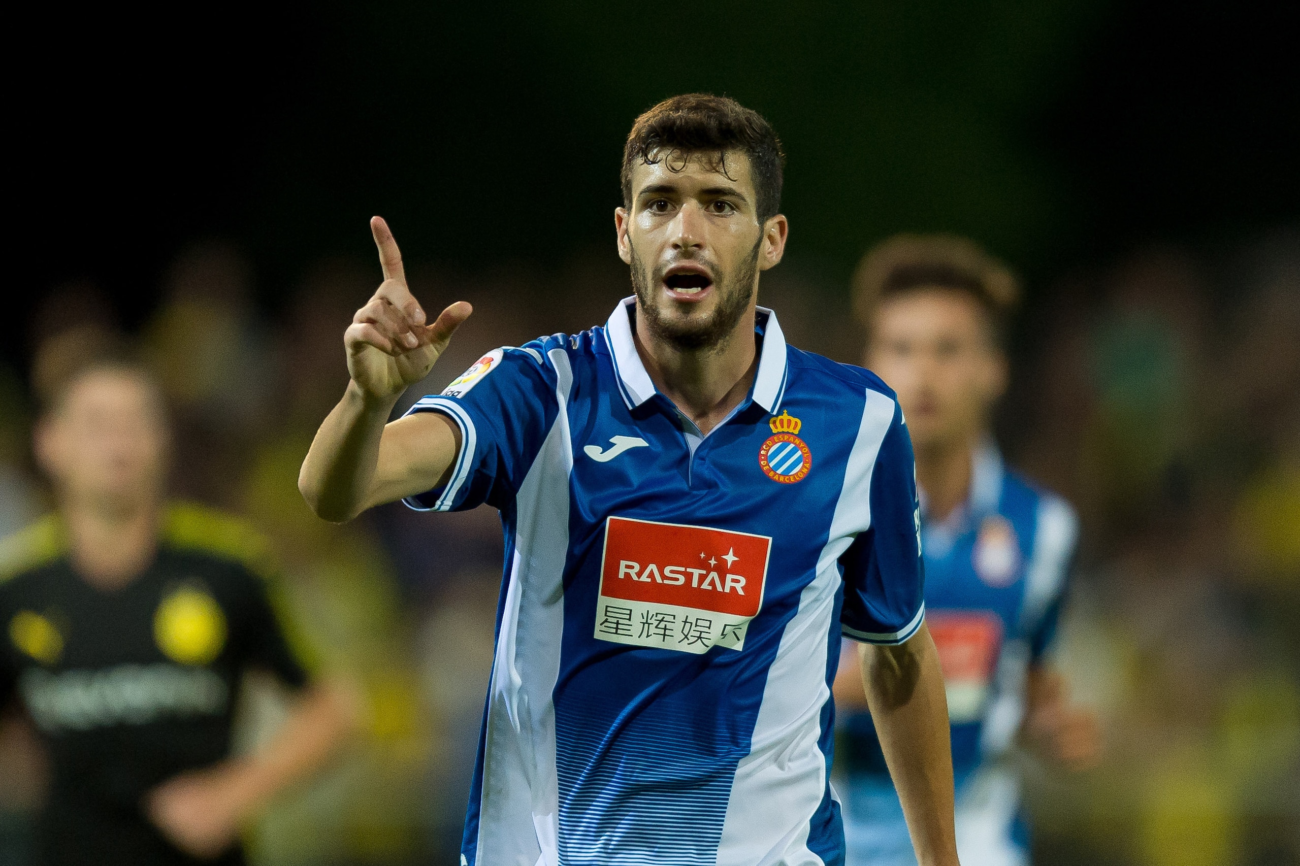 WINTERTHUR, SWITZERLAND - JULY 28: Aaron Caricol Martin of Espanyol Barcelona gestures during a friendly match between Espanyol Barcelona and Borussia Dortmund as part of the training camp on July 28, 2017 in Winterthur, Switzerland. (Photo by TF-Images/T