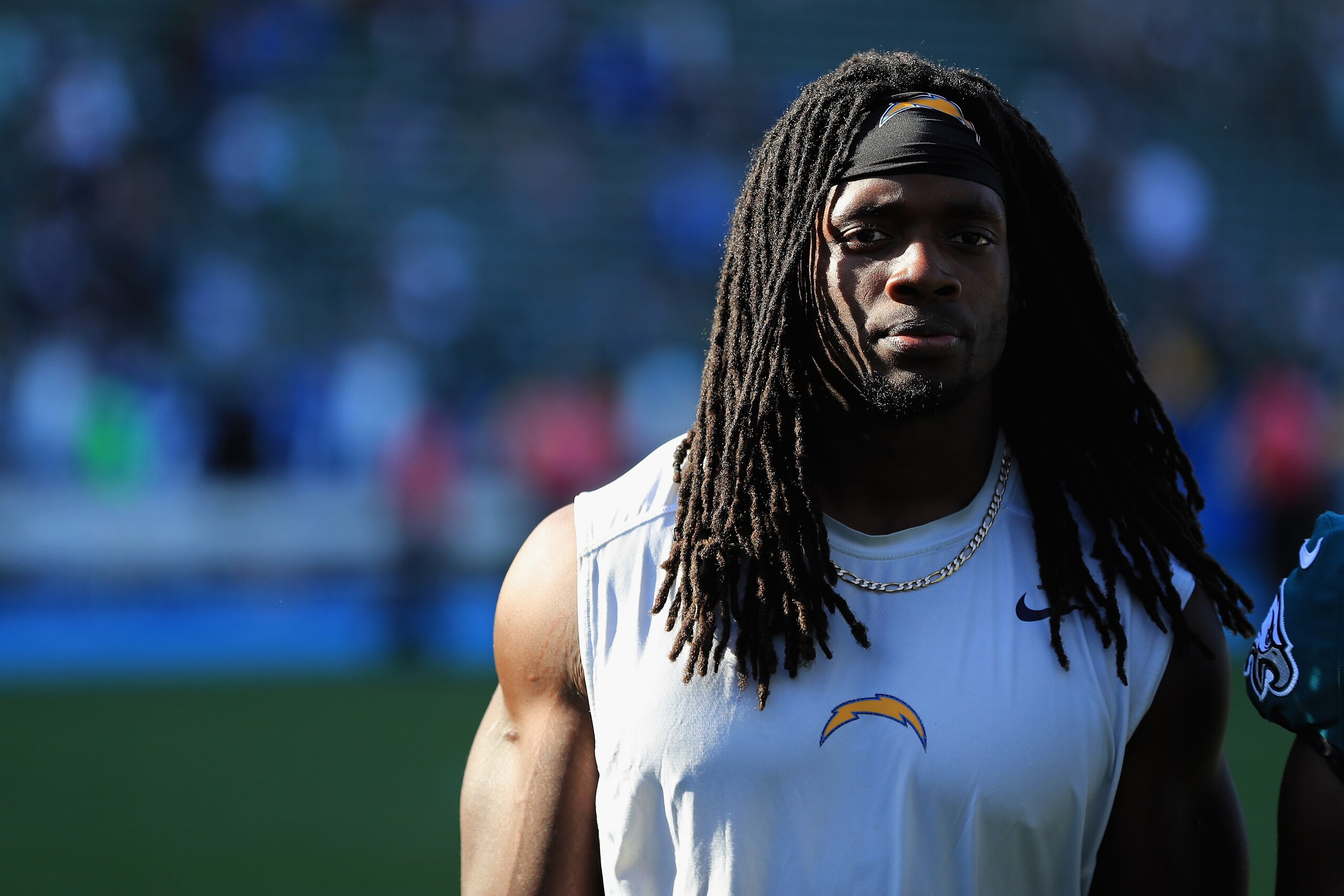CARSON, CA - OCTOBER 01:  Melvin Gordon #28 of the Los Angeles Chargers walks off the field after being defeated by the Philadelphia Eagles 26-24 in a game at StubHub Center on October 1, 2017 in Carson, California.  (Photo by Sean M. Haffey/Getty Images)