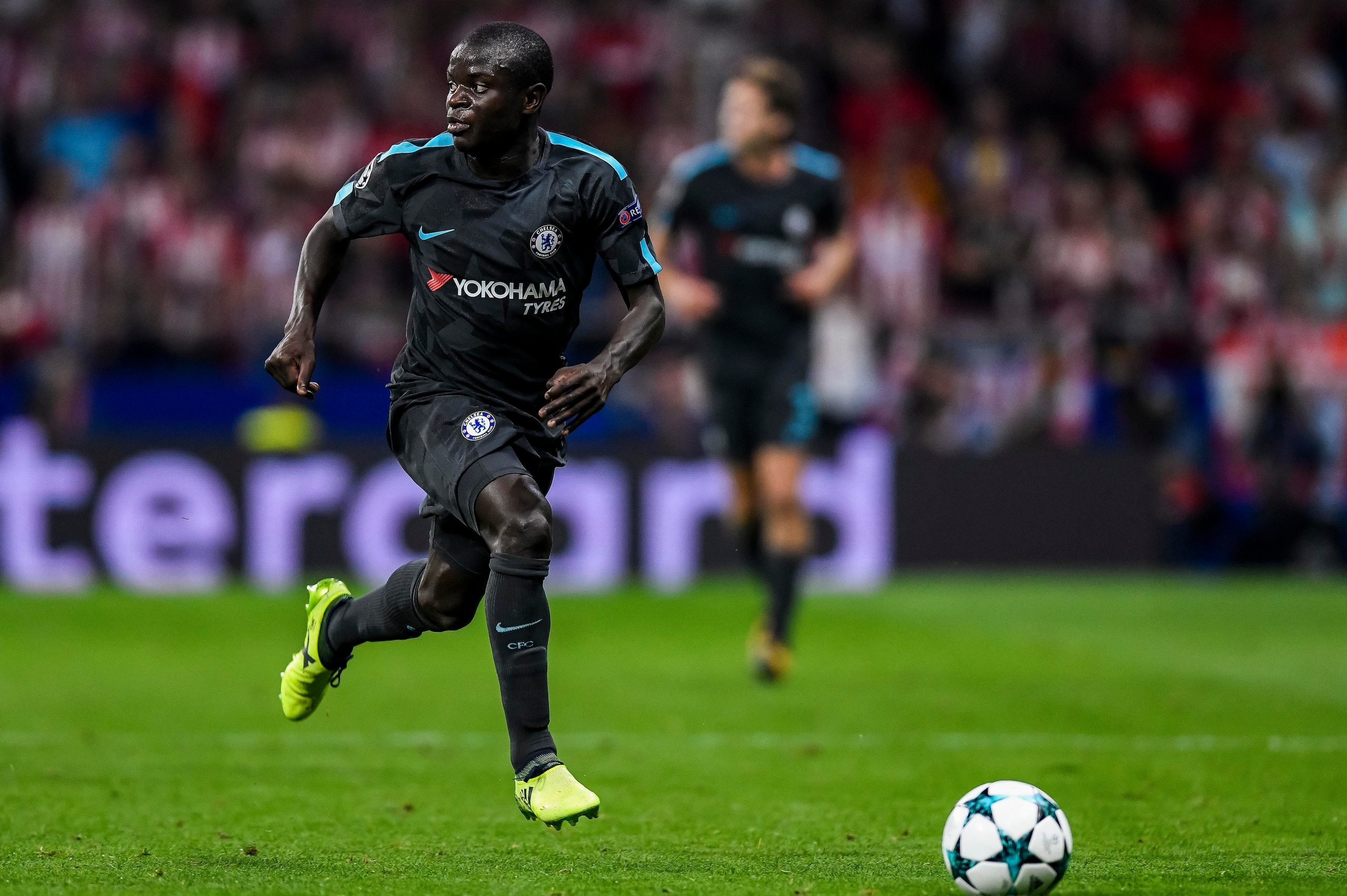 MADRID, SPAIN - SEPTEMBER 27: N'Golo Kante of Chelsea FC in action during the UEFA Champions League 2017-18 match between Atletico de Madrid and Chelsea FC at the Wanda Metropolitano on 27 September 2017, in Madrid, Spain. (Photo by Power Sport Images/Get MADRID, SPAIN - SEPTEMBER 27: N'Golo Kante of Chelsea FC in action during the UEFA Champions League 2017-18 match between Atletico de Madrid and Chelsea FC at the Wanda Metropolitano on 27 September 2017, in Madrid, Spain. (Photo by Power Sport Images/Get