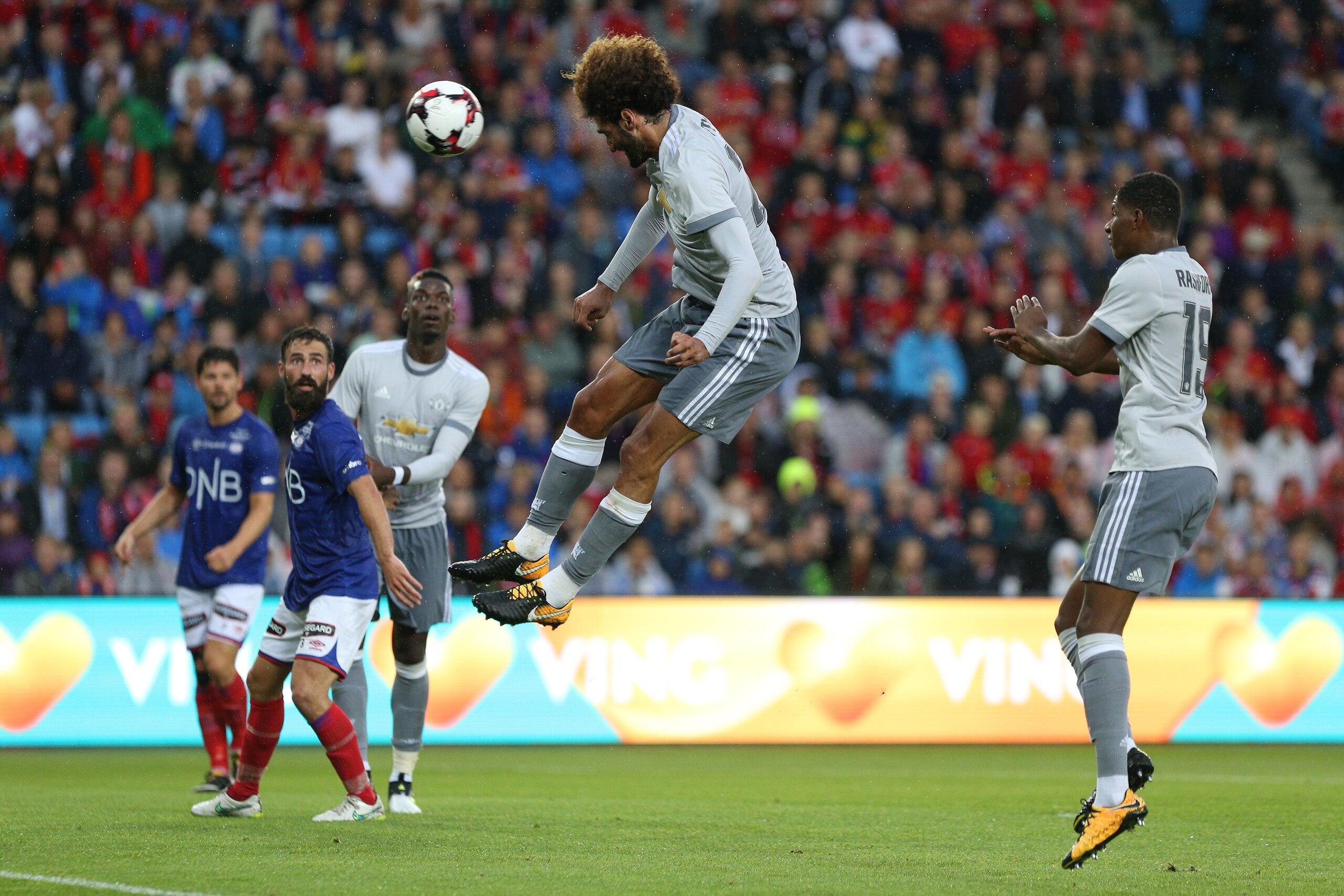 OSLO, NORWAY - JULY 30: Marouane Fellani of Manchester United scoring the first goal v Valerenga today at Ullevaal Stadion on July 30, 2017 in Oslo, Norway. (Photo by Andrew Halseid-Budd/Getty Images)