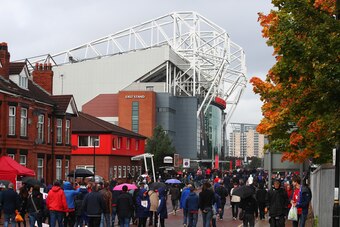 MANCHESTER, ENGLAND - SEPTEMBER 30: General view outside the stadium as fans arrive at the stadium prior to the Premier League match between Manchester United and Crystal Palace at Old Trafford on September 30, 2017 in Manchester, England.  (Photo by Cliv