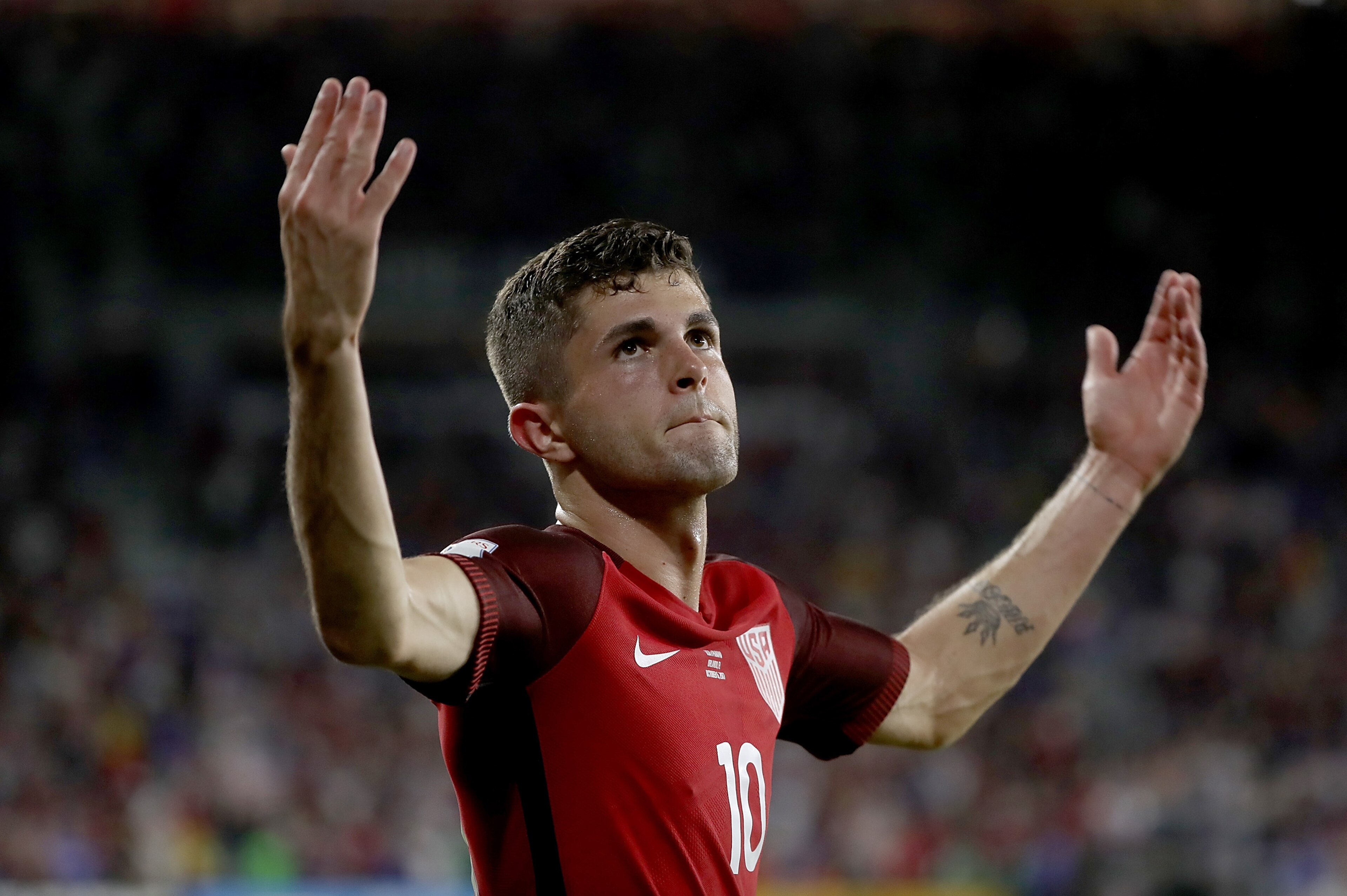 ORLANDO, FL - OCTOBER 06: Christian Pulisic #10 of the United States reacts to a goal during the final round qualifying match against Panama for the 2018 FIFA World Cup at Orlando City Stadium on October 6, 2017 in Orlando, Florida. (Photo by Sam Greenw ORLANDO, FL - OCTOBER 06: Christian Pulisic #10 of the United States reacts to a goal during the final round qualifying match against Panama for the 2018 FIFA World Cup at Orlando City Stadium on October 6, 2017 in Orlando, Florida. (Photo by Sam Greenw