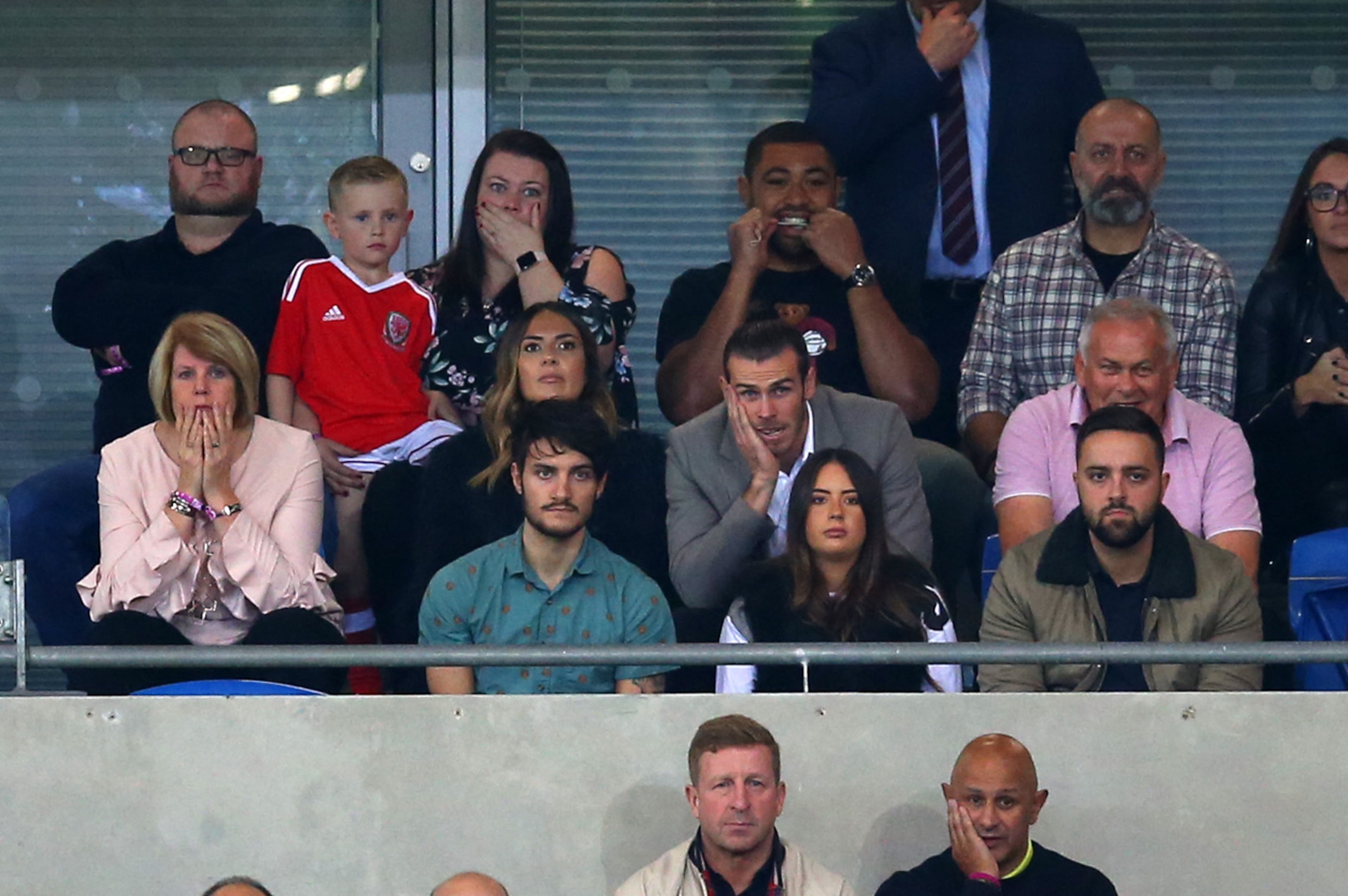 CARDIFF, WALES - OCTOBER 09: Gareth Bale of Wales watches from the stands during the FIFA 2018 World Cup Qualifier between Wales and Republic of Ireland at Cardiff City Stadium on October 9, 2017 in Cardiff, Wales. (Photo by Catherine Ivill - AMA/Getty Im