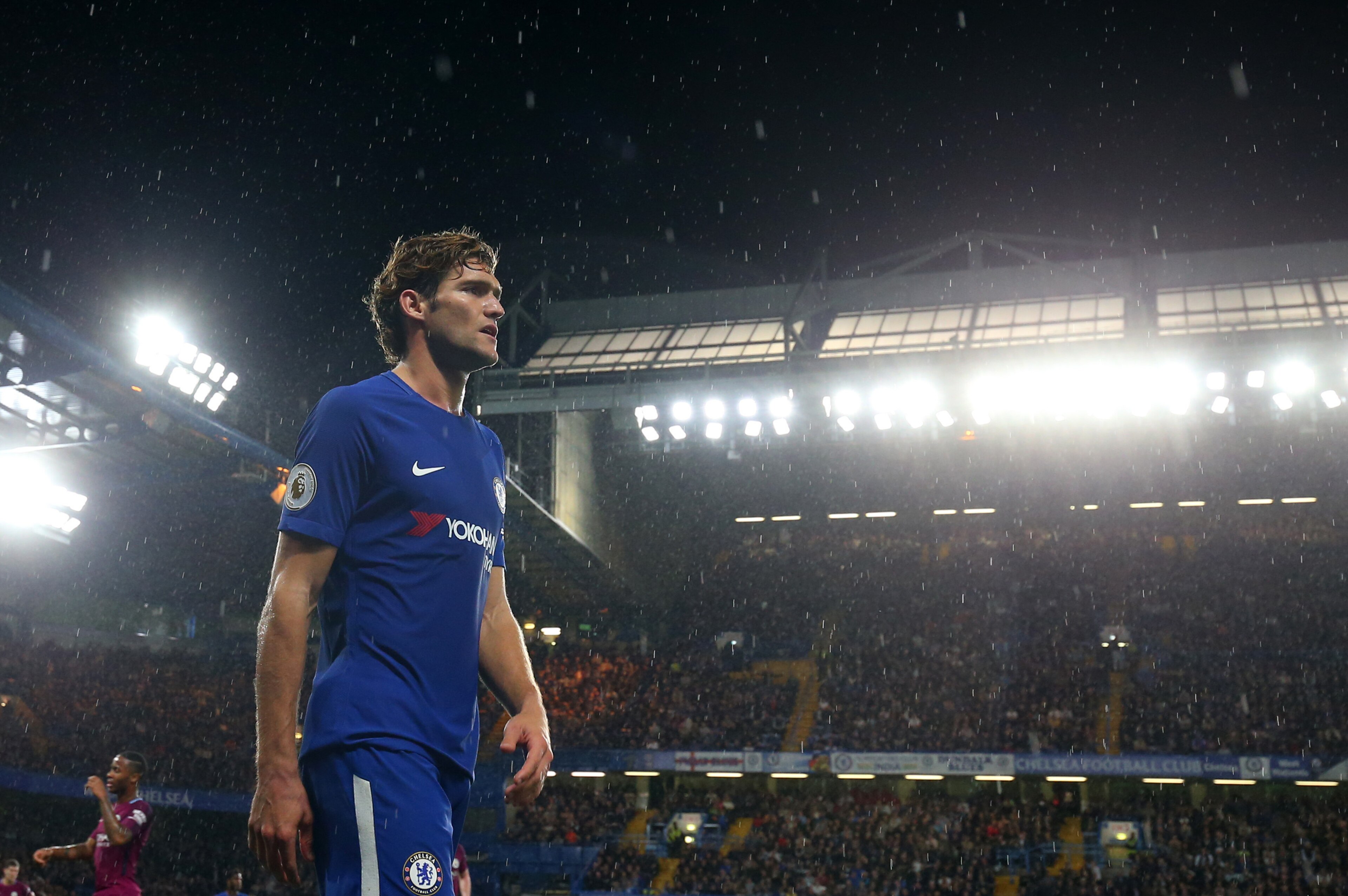 LONDON, ENGLAND - SEPTEMBER 30: Marcos Alonso of Chelsea during the Premier League match between Chelsea and Manchester City at Stamford Bridge on September 30, 2017 in London, England. (Photo by Catherine Ivill - AMA/Getty Images)