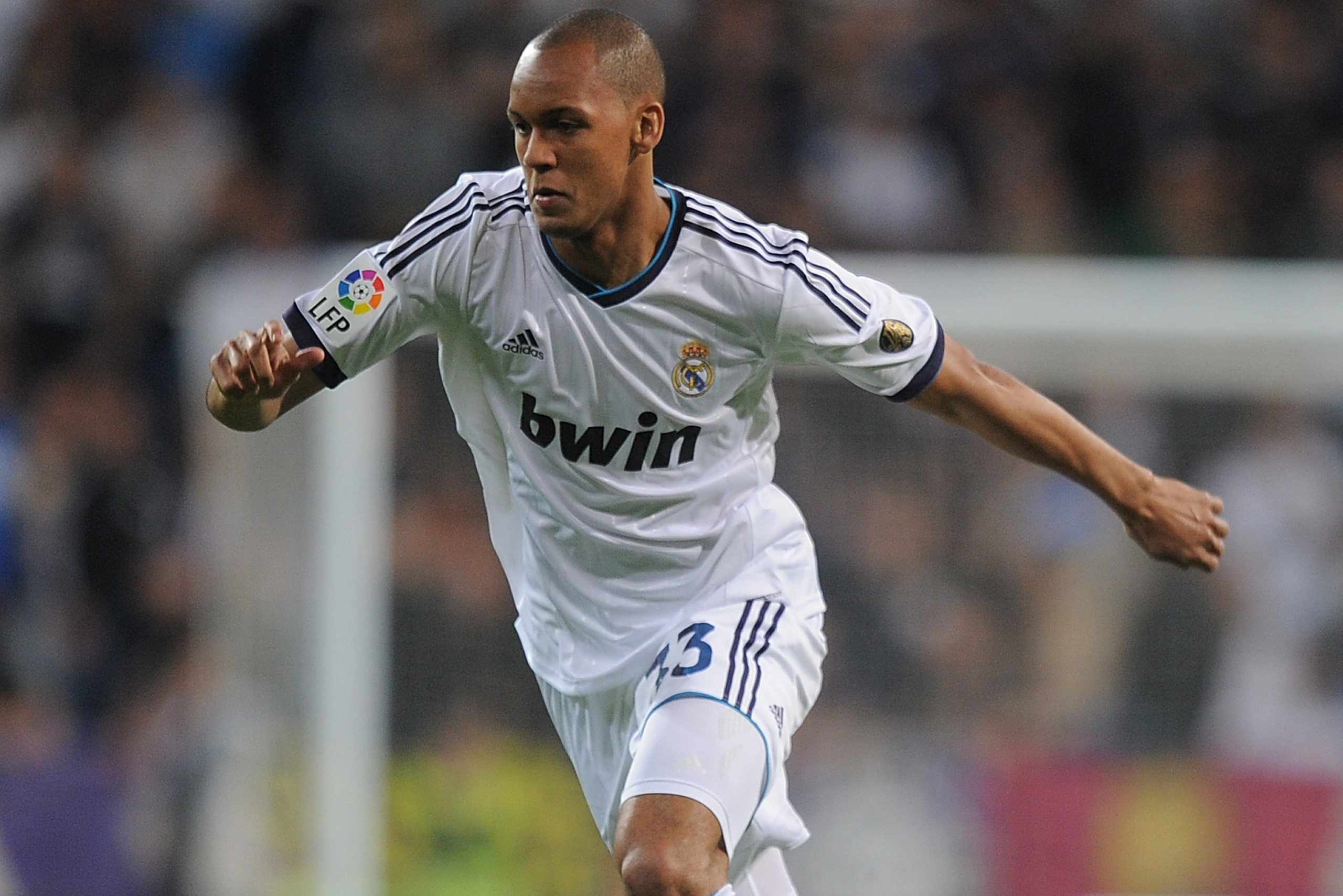 MADRID, SPAIN - MAY 08:   Fabinho of Real Madrid CF in action during the La Liga match between Real Madrid CF and Malaga CF at estadio Santiago Bernabeu on May 8, 2013 in Madrid, Spain.  (Photo by Denis Doyle/Getty Images)