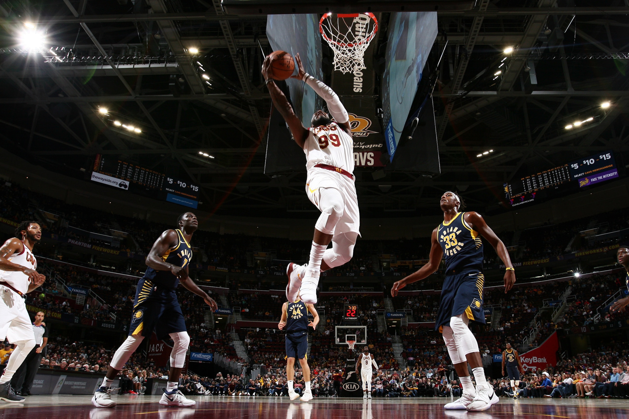 CLEVELAND, OH - OCTOBER 6: Jae Crowder #99 of the Cleveland Cavaliers shoots the ball during the preseason game against the Indiana Pacers on October 6, 2017 at Quicken Loans Arena in Cleveland, Ohio. NOTE TO USER: User expressly acknowledges and agrees CLEVELAND, OH - OCTOBER 6: Jae Crowder #99 of the Cleveland Cavaliers shoots the ball during the preseason game against the Indiana Pacers on October 6, 2017 at Quicken Loans Arena in Cleveland, Ohio. NOTE TO USER: User expressly acknowledges and agrees