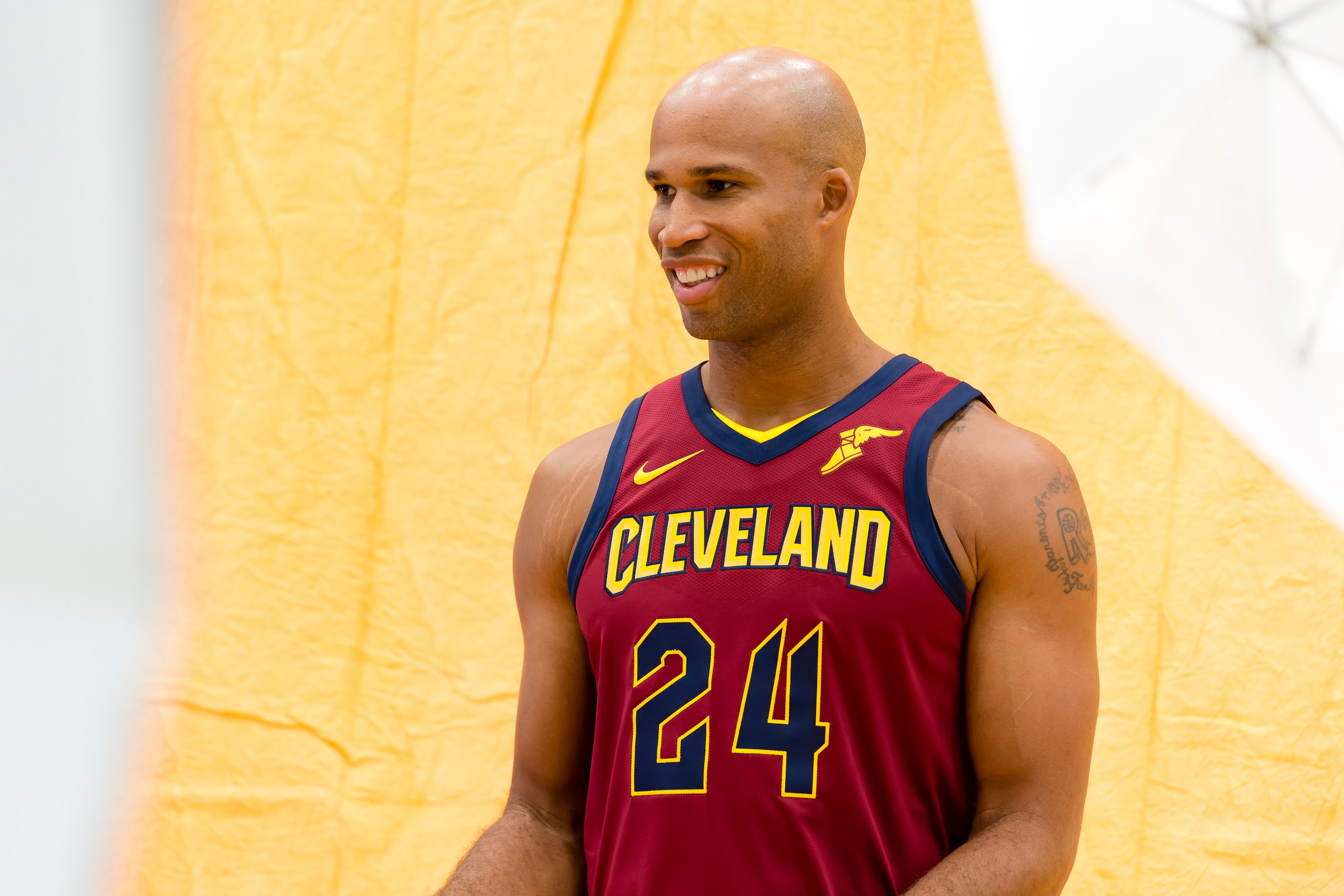 INDEPENDENCE, OH - SEPTEMBER 25: Richard Jefferson #34 of the Cleveland Cavaliers at Cleveland Clinic Courts on September 25, 2017 in Independence, Ohio. NOTE TO USER: User expressly acknowledges and agrees that, by downloading and/or using this photograp