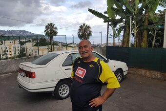 Joao Ornelas, a onetime neighbour of Cristiano Ronaldo, standing on the sight of the old Ronaldo home in Funchal. The area is now a parking lot.
