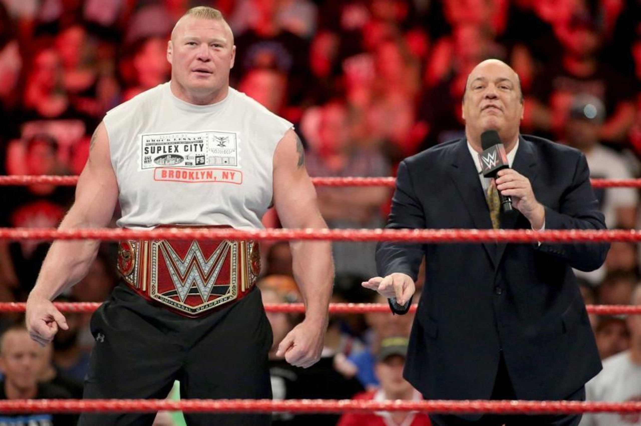 Brock Lesnar and Paul Heyman appear on Raw.