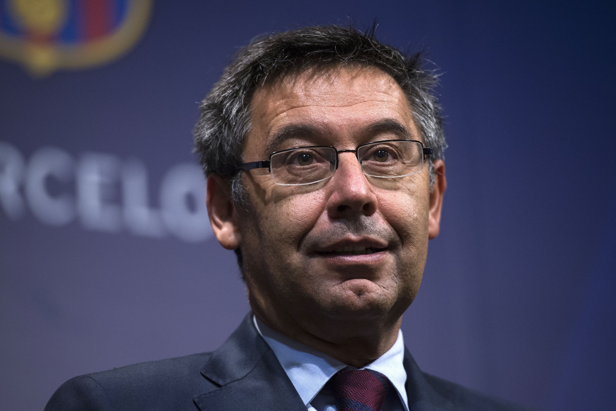 Barcelona's president Josep Maria Bartomeu answers questions from journalists during a press conference at the Camp Nou stadium in Barcelona on October 2, 2017.
Barcelona president Josep Maria Bartomeu confirmed today two of the club's board members resig
