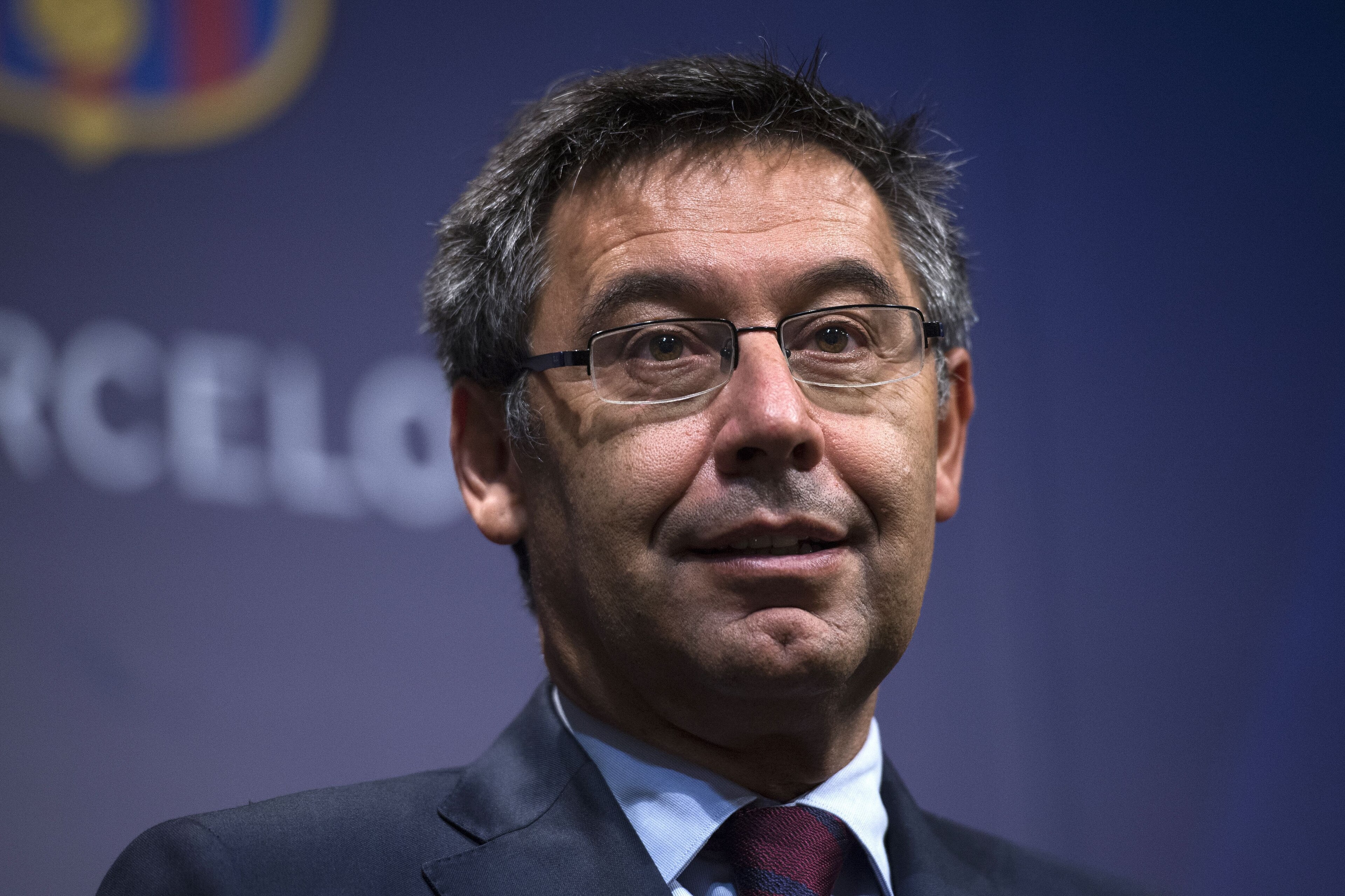 Barcelona's president Josep Maria Bartomeu answers questions from journalists during a press conference at the Camp Nou stadium in Barcelona on October 2, 2017.
Barcelona president Josep Maria Bartomeu confirmed today two of the club's board members resig