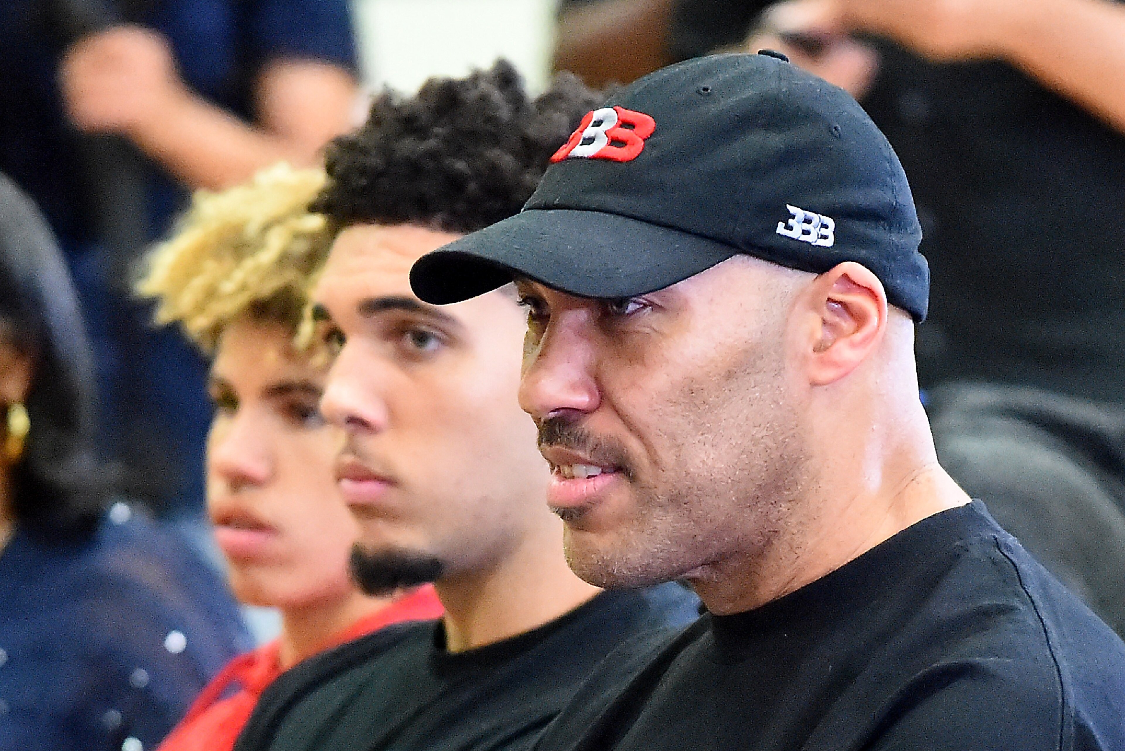 LOS ANGELES, CA - JUNE 23: LaMelo, LiAngelo and LeVar Ball attend a press conference for Lonzo Ball #2 of the Los Angeles Lakers on June 23, 2017 the the team training faculity in Los Angeles, California.  (Photo by Jayne Kamin-Oncea/Getty Images)