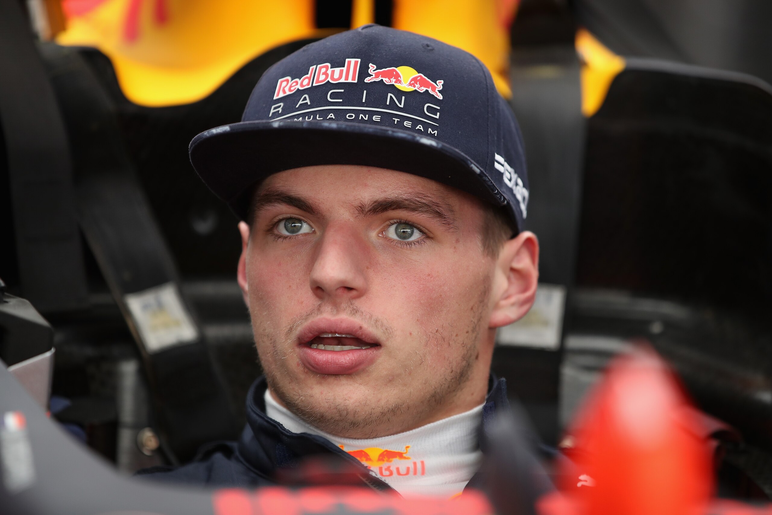 AUSTIN, TX - OCTOBER 19:  Max Verstappen of Netherlands and Red Bull Racing prepares for the weekend in the garage during previews ahead of the United States Formula One Grand Prix at Circuit of The Americas on October 19, 2017 in Austin, Texas.  (Photo b