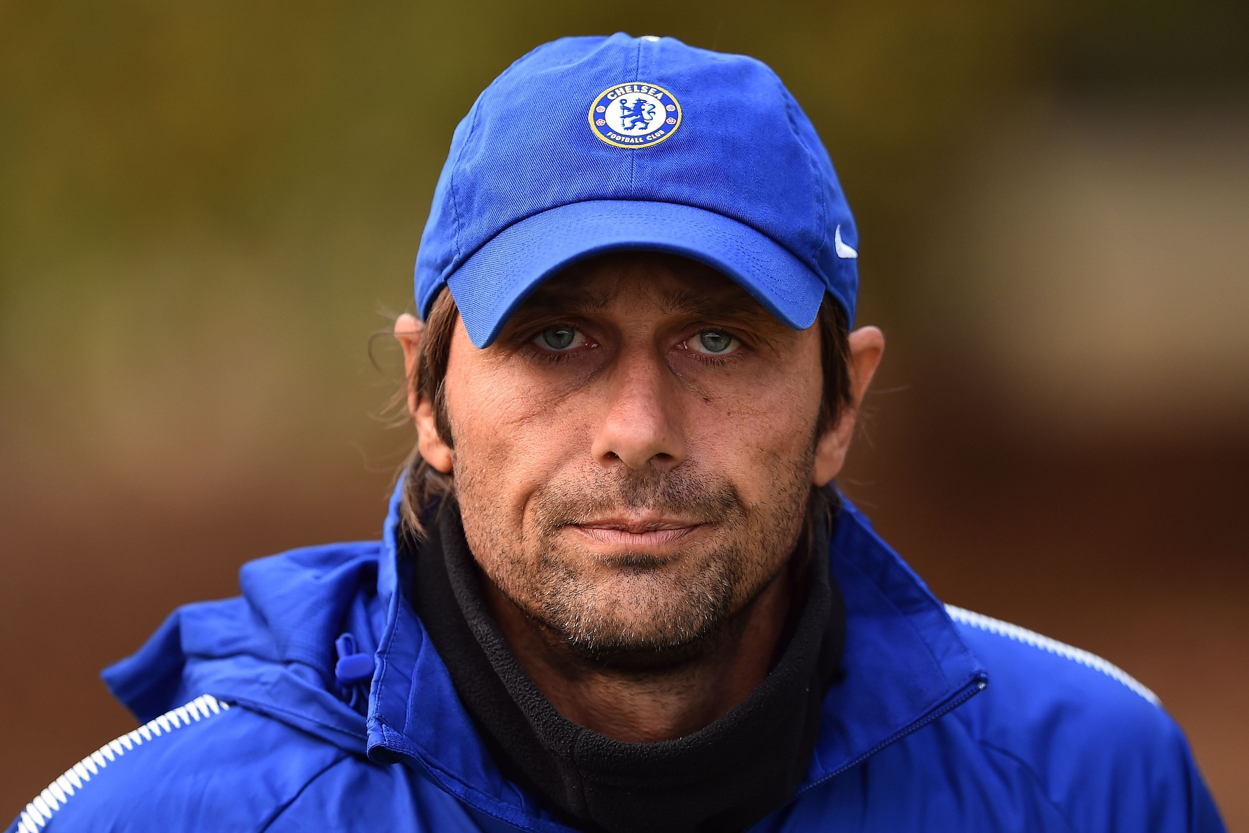 Chelsea's Italian head coach Antonio Conte arrives to lead a team training session at Chelsea's Cobham training facility in Stoke D'Abernon, southwest of London, on October 17, 2017, on the eve of their UEFA Champions League Group C football match against