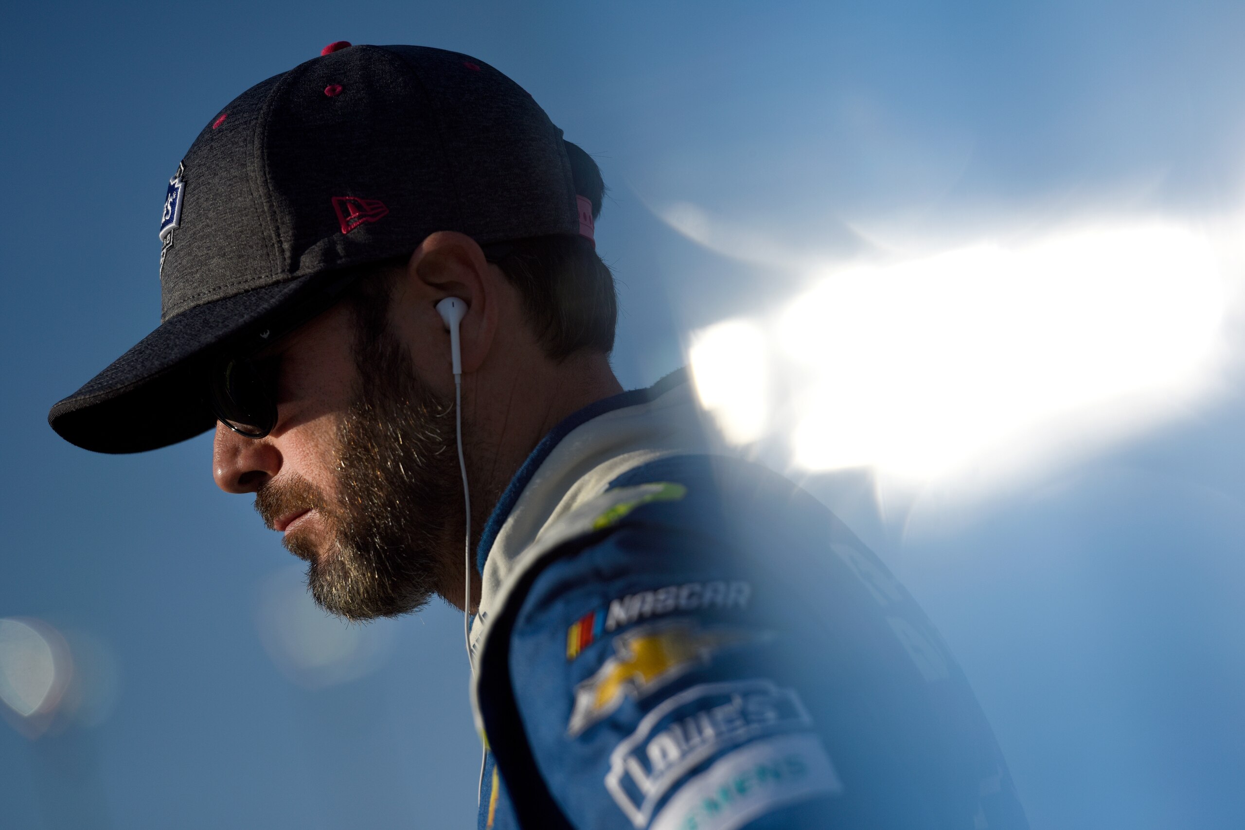 KANSAS CITY, KS - OCTOBER 20:  Jimmie Johnson, driver of the #48 Lowe's Chevrolet, stands on the grid during qualifying for the Monster Energy NASCAR Cup Series Hollywood Casino 400 at Kansas Speedway on October 20, 2017 in Kansas City, Kansas.  (Photo by