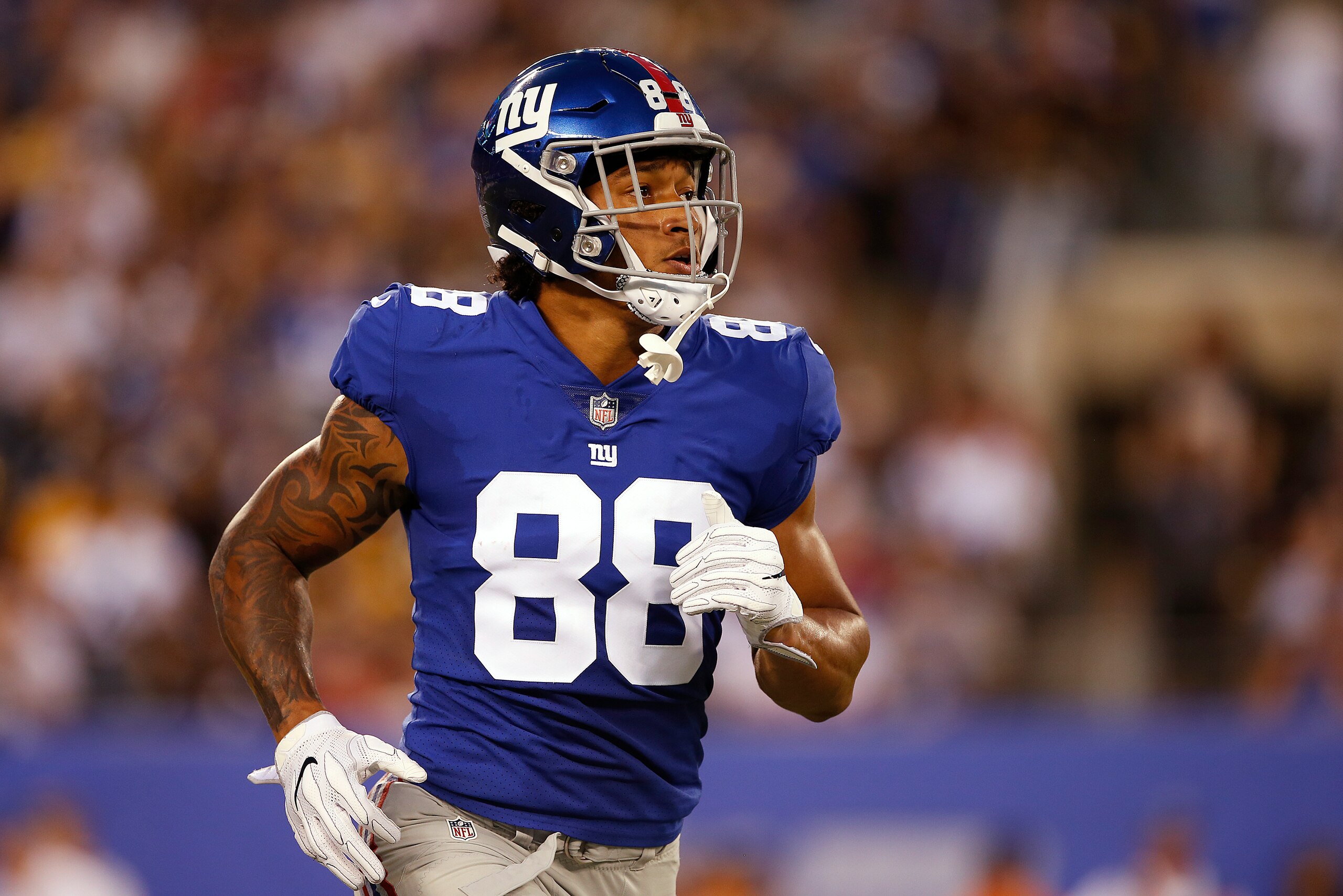 EAST RUTHERFORD, NJ - AUGUST 11: Evan Engram #88 of the New York Giants in action during an NFL preseason game against the Pittsburgh Steelers at MetLife Stadium on August 11, 2017 in East Rutherford, New Jersey. (Photo by Rich Schultz/Getty Images) EAST RUTHERFORD, NJ - AUGUST 11: Evan Engram #88 of the New York Giants in action during an NFL preseason game against the Pittsburgh Steelers at MetLife Stadium on August 11, 2017 in East Rutherford, New Jersey. (Photo by Rich Schultz/Getty Images)