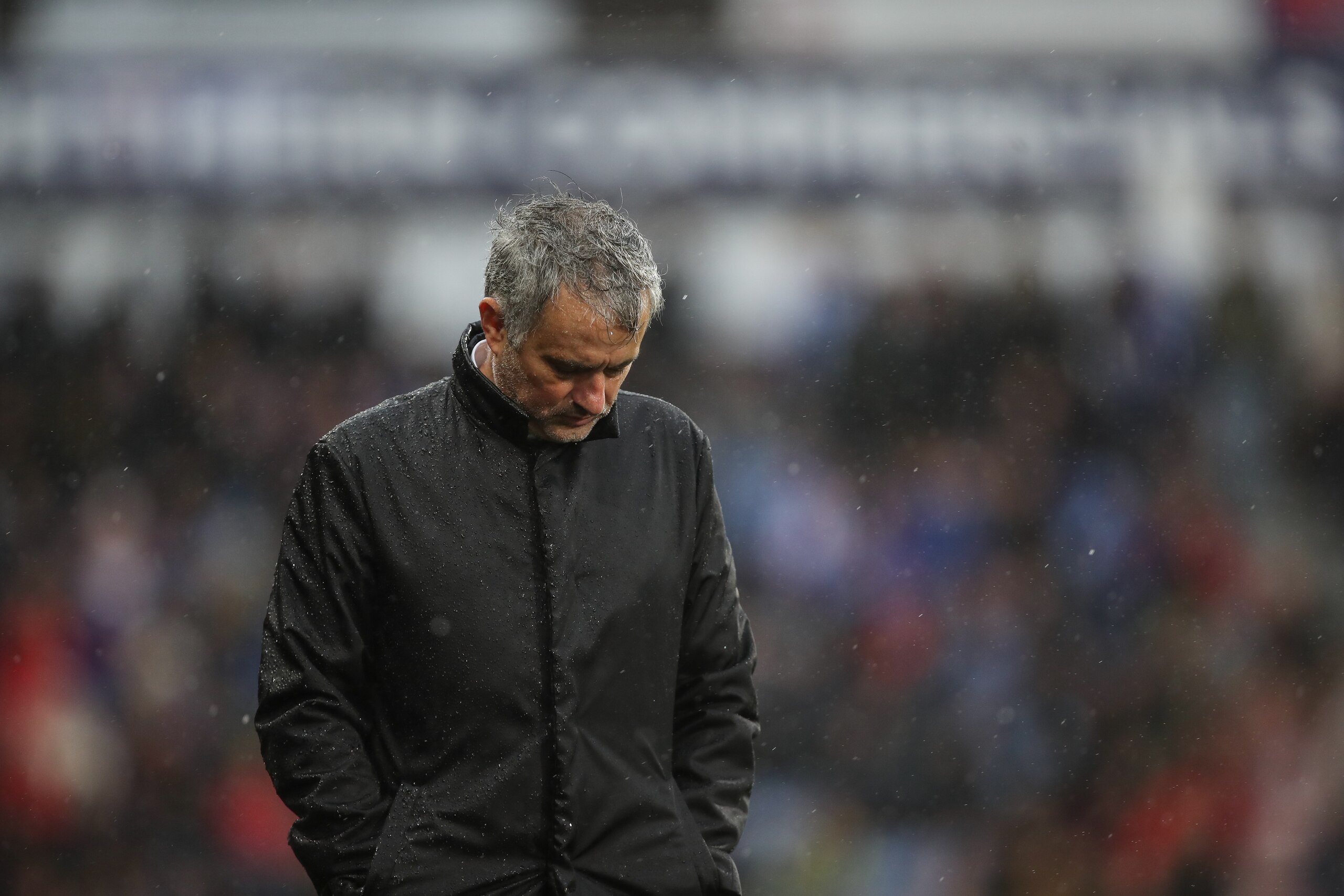 HUDDERSFIELD, ENGLAND - OCTOBER 21: Jose Mourinho the head coach / manager of Manchester United during the Premier League match between Huddersfield Town and Manchester United at John Smith's Stadium on October 21, 2017 in Huddersfield, England. (Photo by