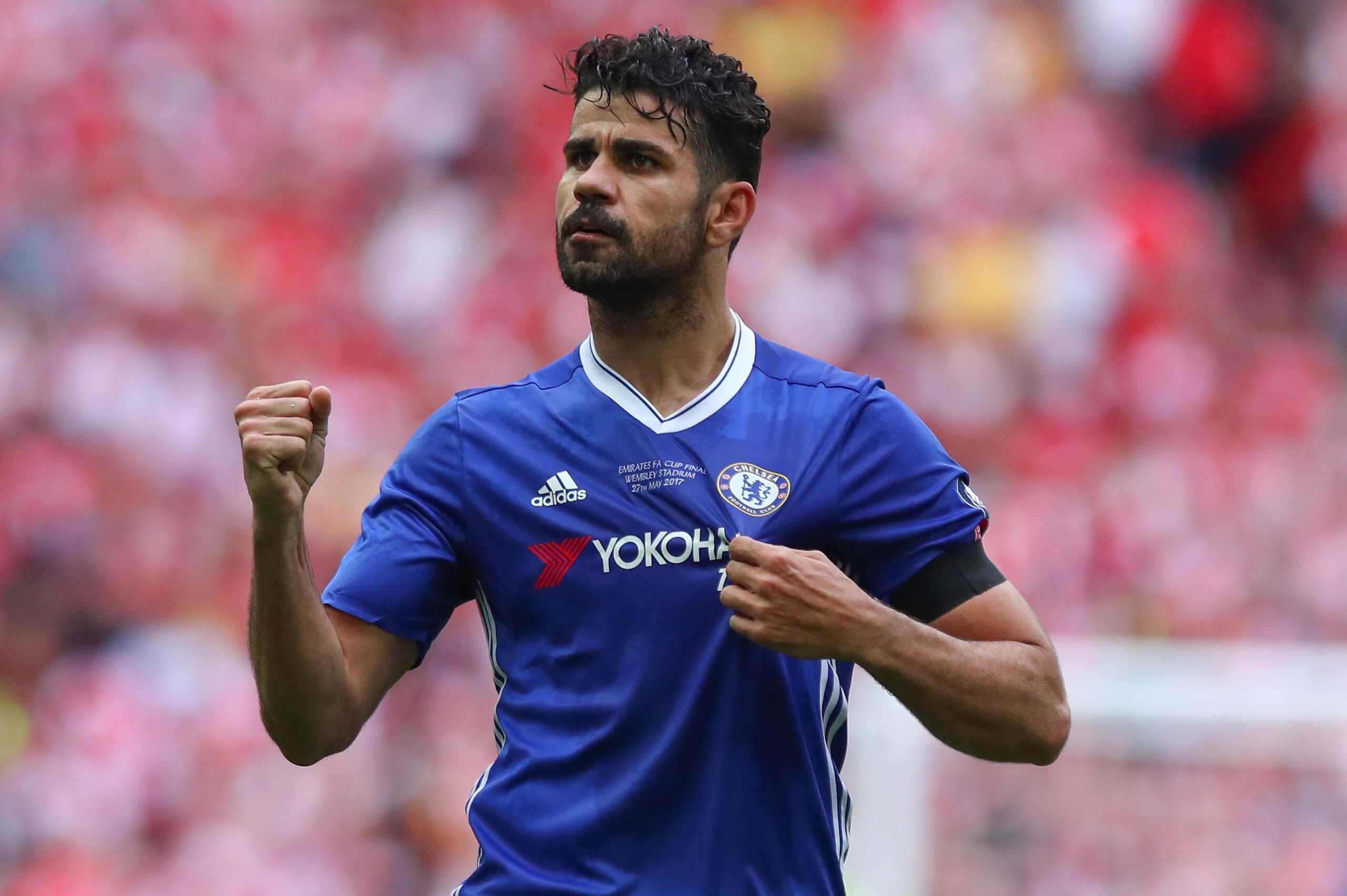 LONDON, ENGLAND - MAY 27: Diego Costa of Chelsea celebrates after scoring a goal to make it 1-1 during the Emirates FA Cup Final match between Arsenal and Chelsea at Wembley Stadium on May 27, 2017 in London, England. (Photo by Robbie Jay Barratt - AMA/G LONDON, ENGLAND - MAY 27: Diego Costa of Chelsea celebrates after scoring a goal to make it 1-1 during the Emirates FA Cup Final match between Arsenal and Chelsea at Wembley Stadium on May 27, 2017 in London, England. (Photo by Robbie Jay Barratt - AMA/G