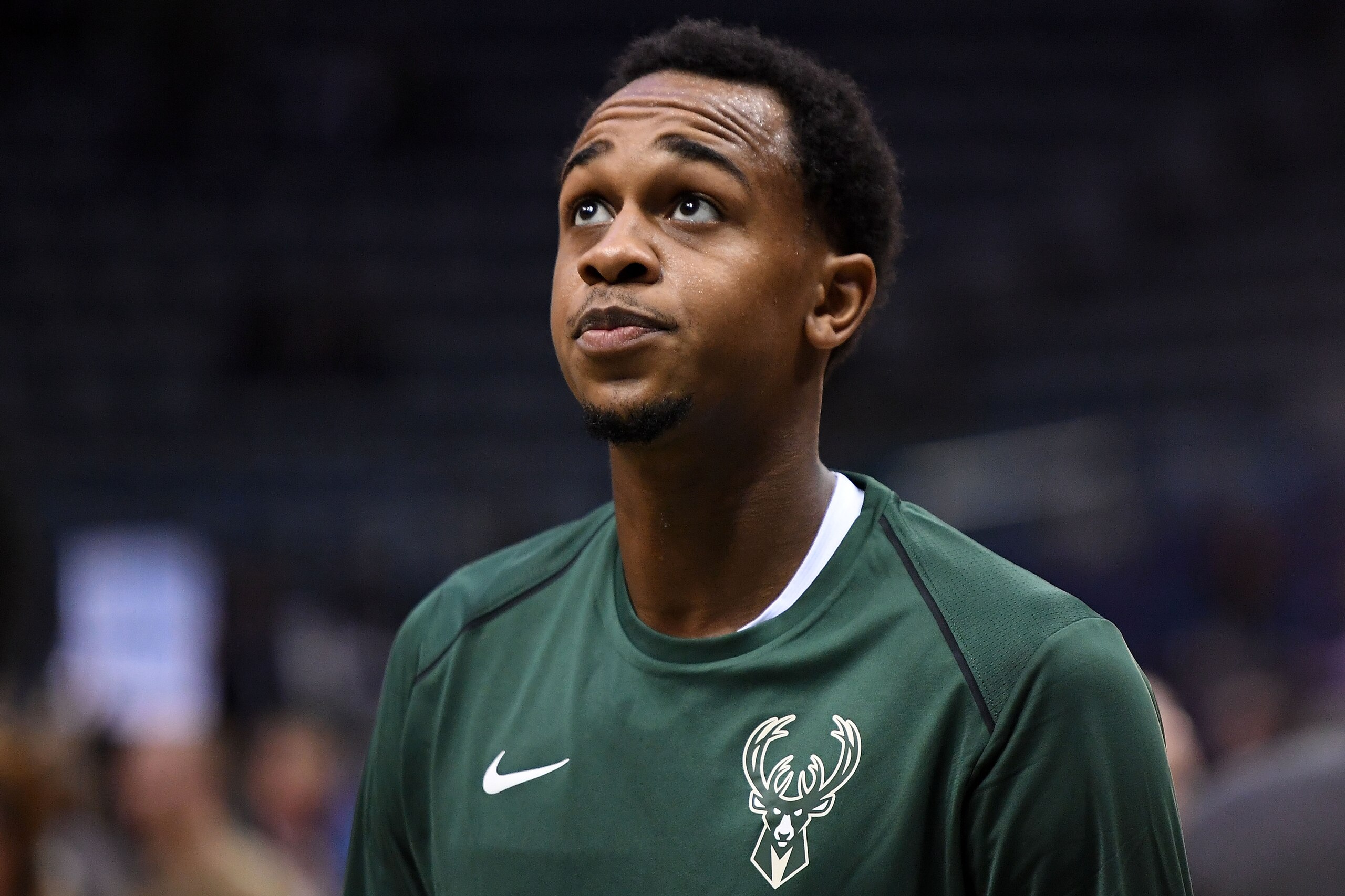 MILWAUKEE, WI - OCTOBER 04: John Henson #31 of the Milwaukee Bucks participates in warmups prior to a preseason game against the Indiana Pacers at the BMO Harris Bradley Center on October 4, 2017 in Milwaukee, Wisconsin. NOTE TO USER: User expressly ack MILWAUKEE, WI - OCTOBER 04: John Henson #31 of the Milwaukee Bucks participates in warmups prior to a preseason game against the Indiana Pacers at the BMO Harris Bradley Center on October 4, 2017 in Milwaukee, Wisconsin. NOTE TO USER: User expressly ack