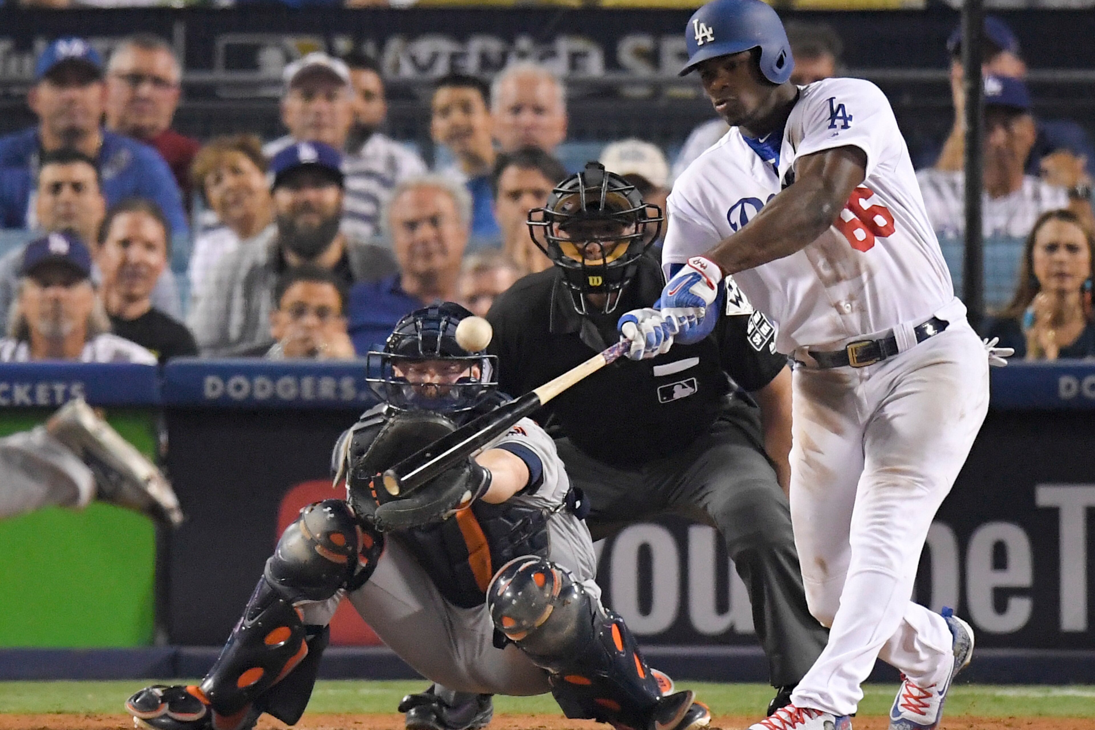 Yasiel Puig homered in the 10th inning for the Dodgers. Yasiel Puig homered in the 10th inning for the Dodgers.