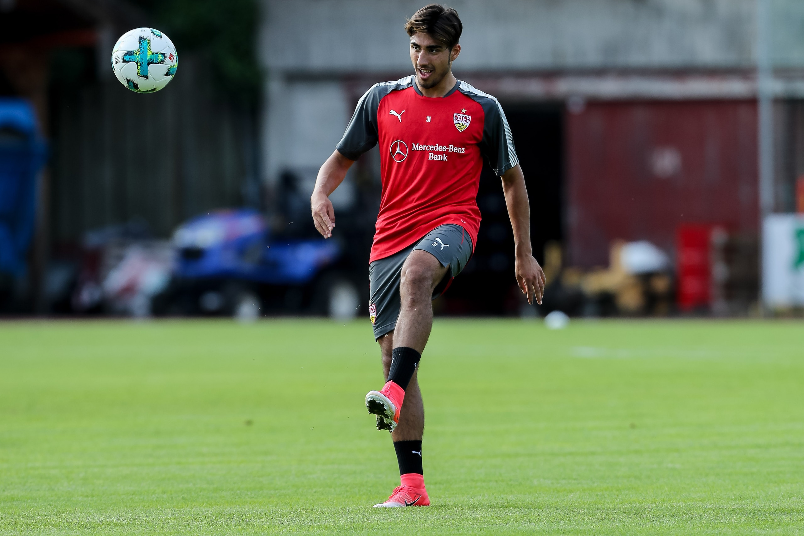 GRASSAU, GERMANY - JULY 10: Berkay Oezcan of VfB Stuttgart controls the ball during the Training Camp of VfB Stuttgart on July 10, 2017 in Grassau, Germany. (Photo by TF-Images/TF-Images via Getty Images)