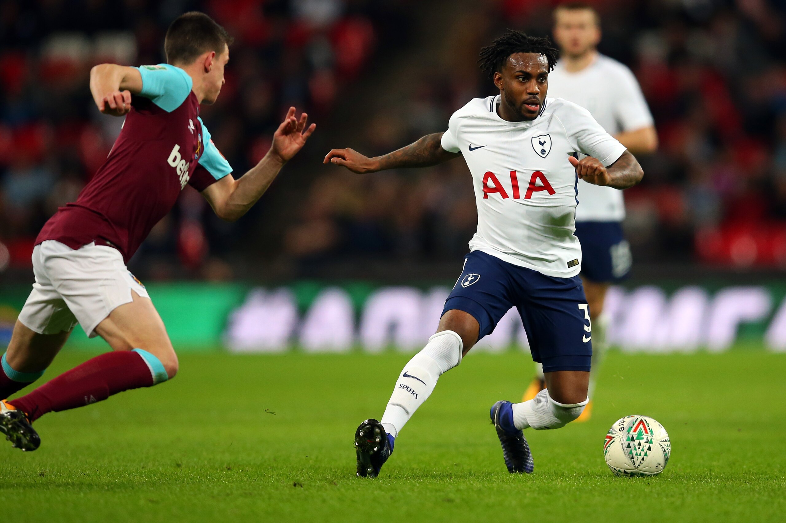 LONDON, ENGLAND - OCTOBER 25: Danny Rose of Tottenham Hotspur during the Carabao Cup Fourth Round match between Tottenham Hotspur and West Ham United at Wembley Stadium on October 25, 2017 in London, England. (Photo by Catherine Ivill - AMA/Getty Images)