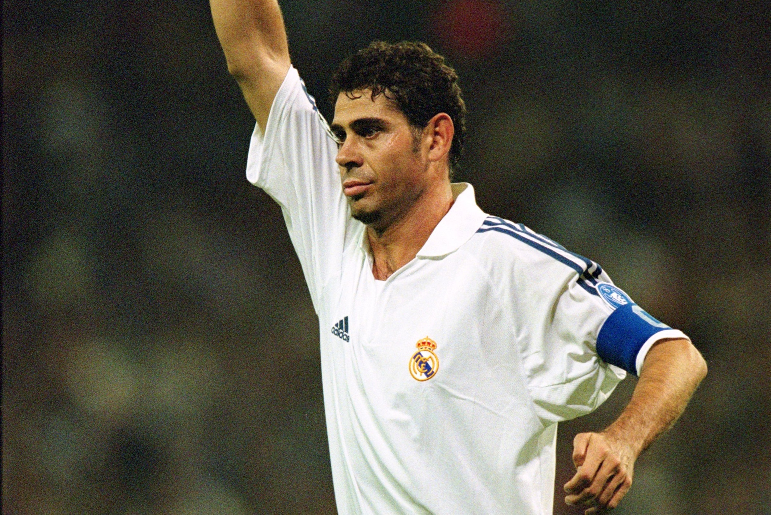24 Oct 2001: Fernando Hierro of Real Madrid in action during the UEFA Champions League match between Real Madrid and Roma played at the Estadio de Bernabeu in Madrid, Spain. The match ended in a 1 - 1 draw. \ Mandatory Credit: Phil Cole /Allsport 24 Oct 2001: Fernando Hierro of Real Madrid in action during the UEFA Champions League match between Real Madrid and Roma played at the Estadio de Bernabeu in Madrid, Spain. The match ended in a 1 - 1 draw. \ Mandatory Credit: Phil Cole /Allsport