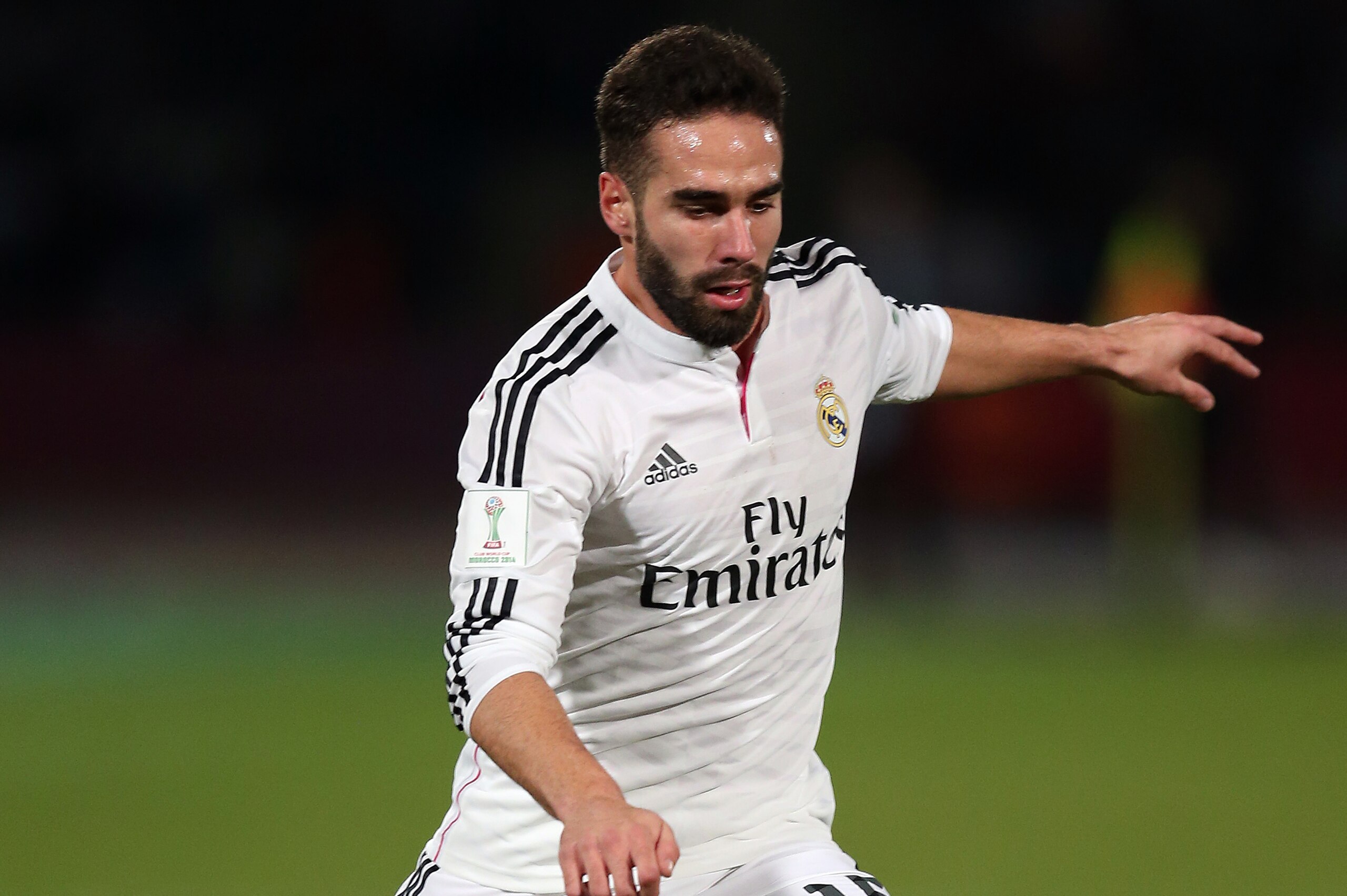 MARRAKECH, MOROCCO - DECEMBER 20: Dani Carvajal of Real Madrid in action during the FIFA Club World Cup Final match between Real Madrid CF and San Lorenzo at Marrakech Stadium on December 20, 2014 in Marrakech, Morocco. (Photo by Chris Brunskill Ltd/Getty MARRAKECH, MOROCCO - DECEMBER 20: Dani Carvajal of Real Madrid in action during the FIFA Club World Cup Final match between Real Madrid CF and San Lorenzo at Marrakech Stadium on December 20, 2014 in Marrakech, Morocco. (Photo by Chris Brunskill Ltd/Getty