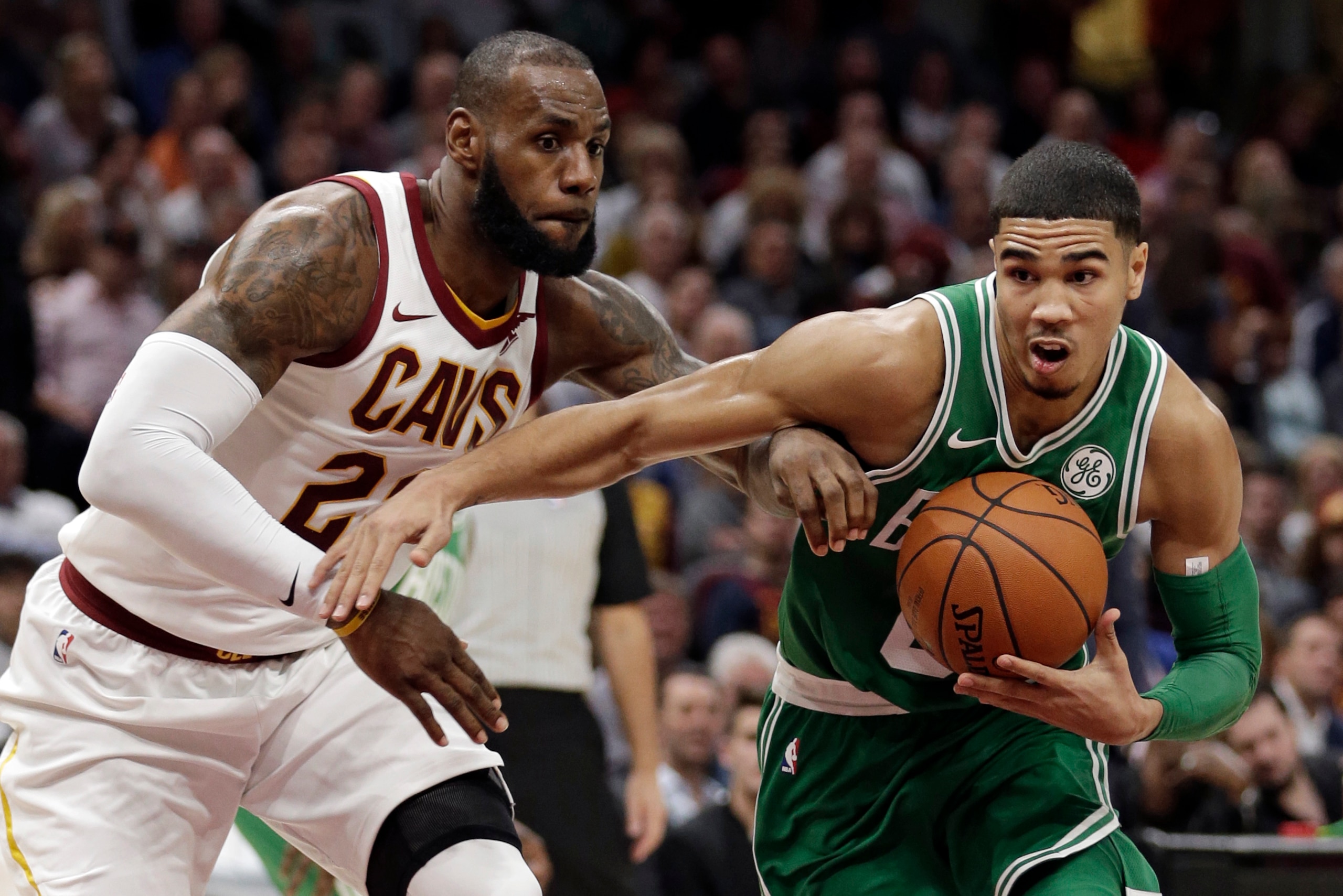 Boston Celtics rookie Jayson Tatum's first NBA game required matching up with the best player of a generation, LeBron James. Before the game, Tatum said to his father: "can you believe I'm going to be guarding the best player in the world tonight?"