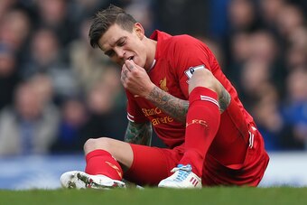 LIVERPOOL, ENGLAND - NOVEMBER 23:  Daniel Agger of Liverpool reacts during the Barclays Premier League match between Everton and Liverpool at Goodison Park on November 23, 2013 in Liverpool, England.  (Photo by Clive Brunskill/Getty Images)
