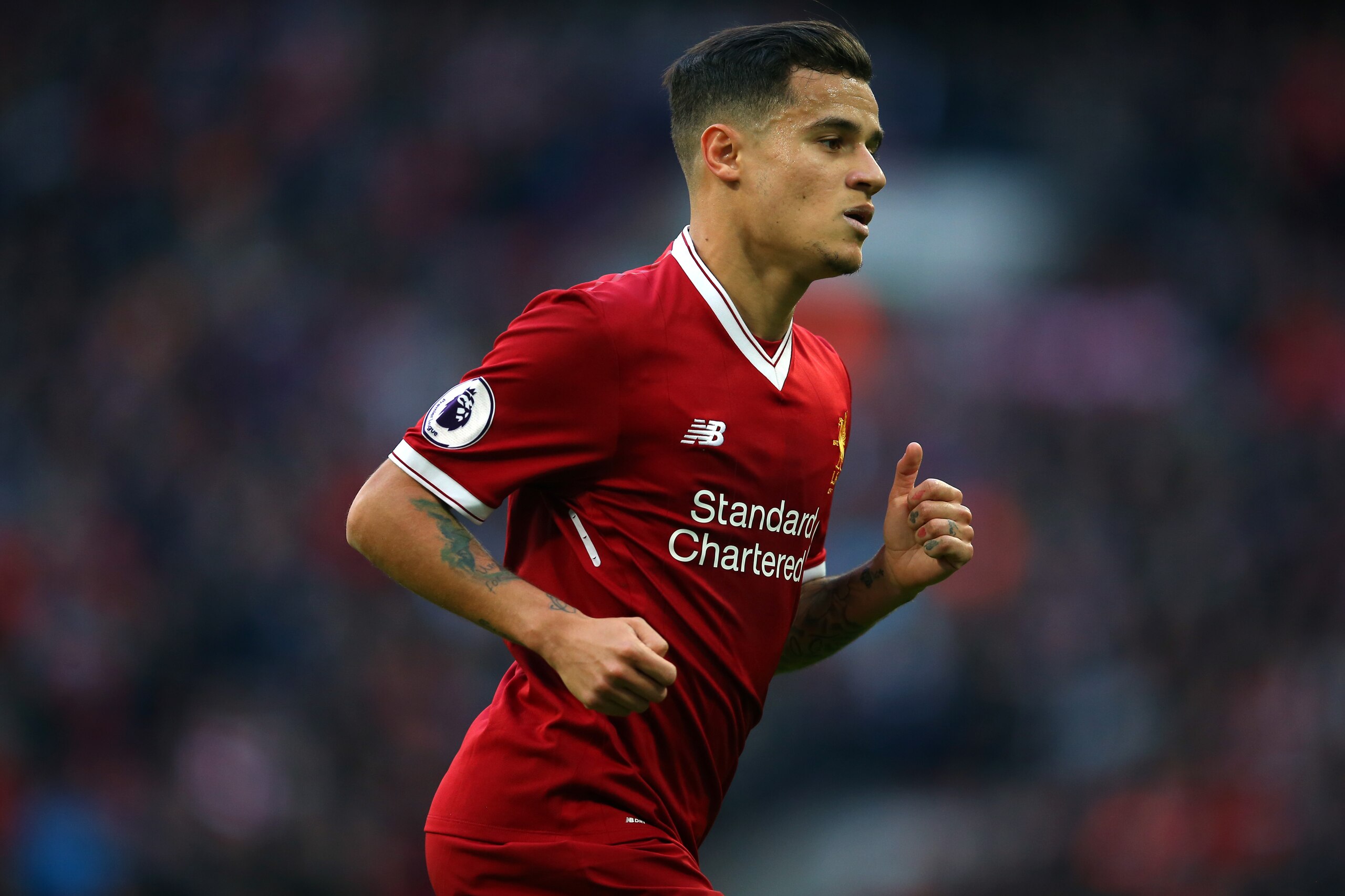 LONDON, ENGLAND - OCTOBER 22: Philippe Coutinho of Liverpool during the Premier League match between Tottenham Hotspur and Liverpool at Wembley Stadium on October 22, 2017 in London, England. (Photo by Catherine Ivill - AMA/Getty Images)