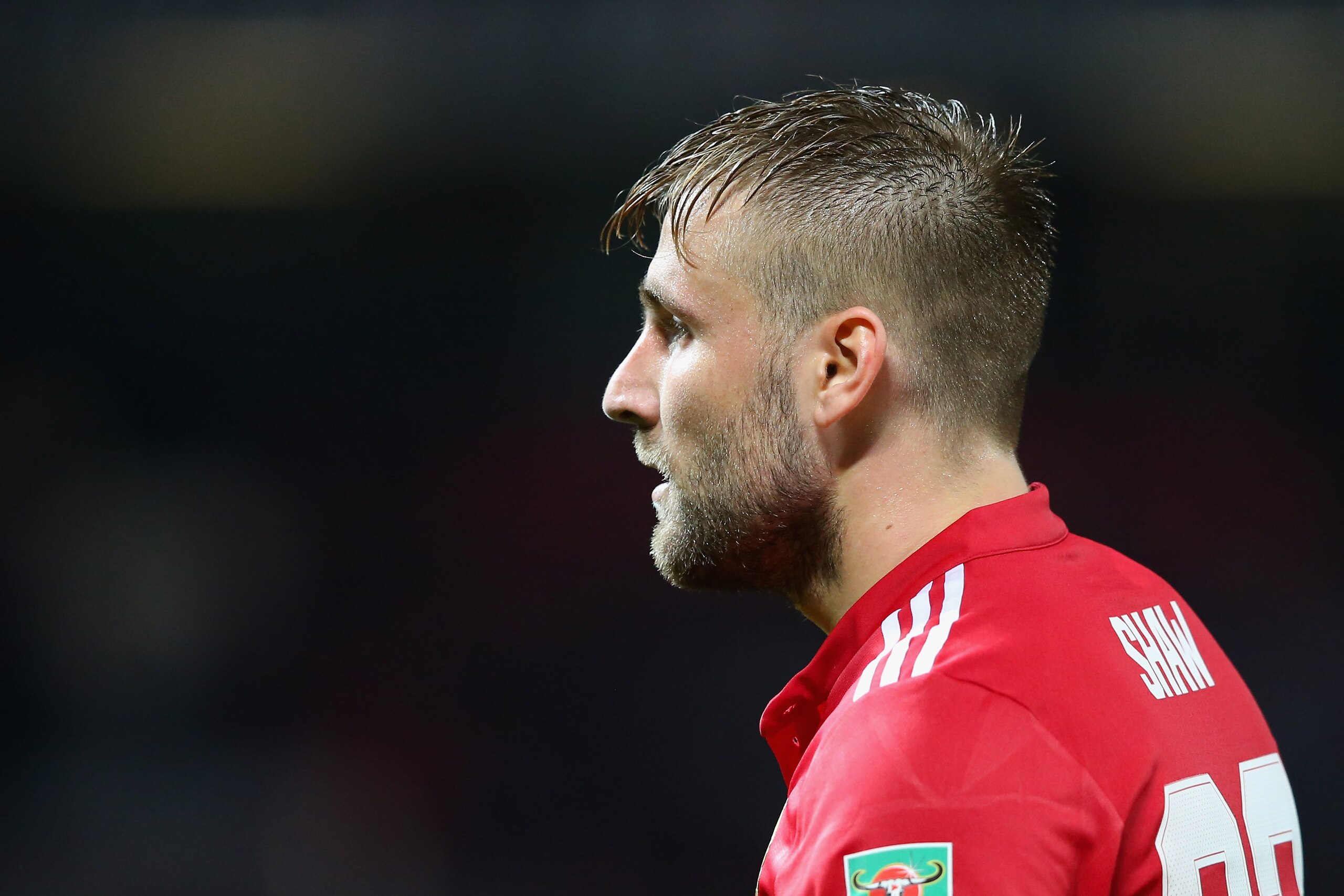 MANCHESTER, ENGLAND - SEPTEMBER 20:  Luke Shaw of Manchester United during the Carabao Cup Third Round match between Manchester United and Burton Albion at Old Trafford on September 20, 2017 in Manchester, England.  (Photo by Alex Livesey/Getty Images)