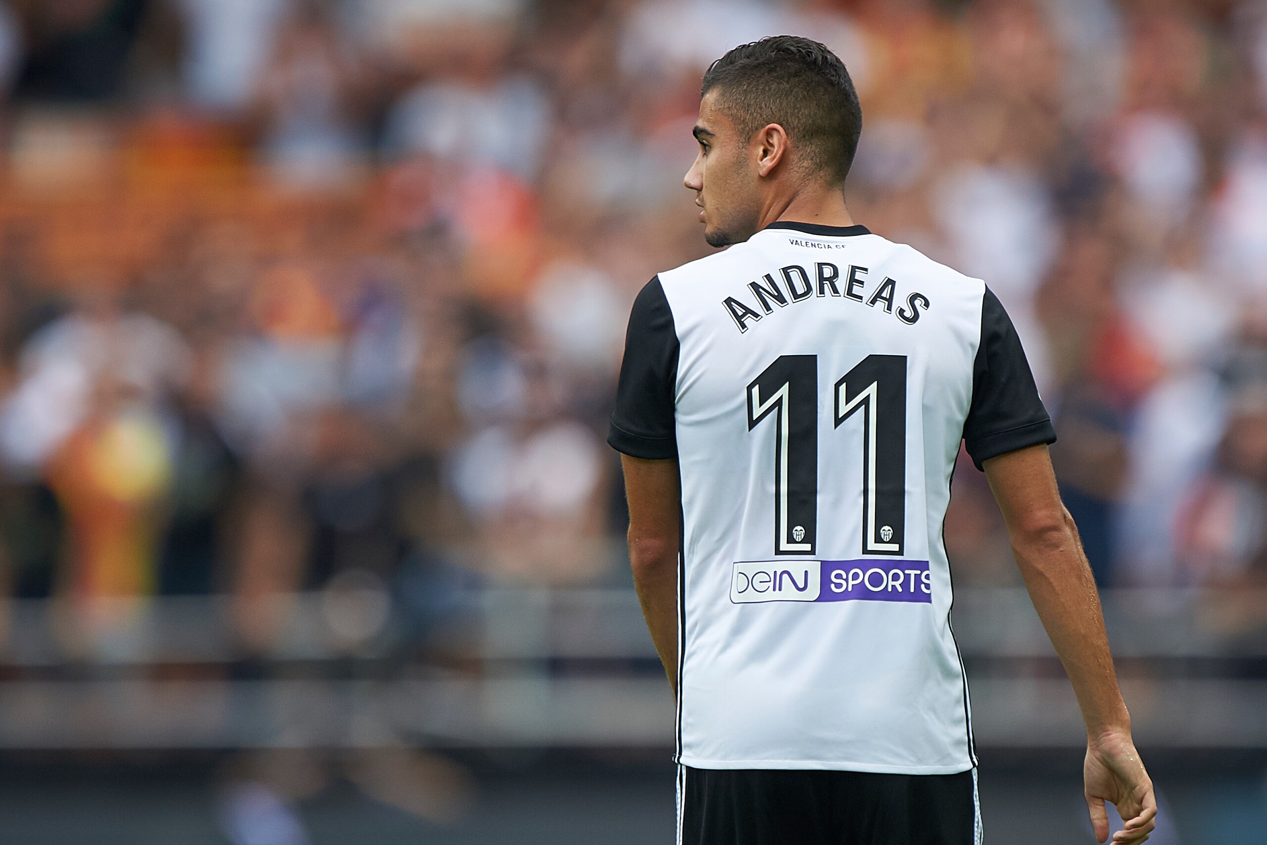VALENCIA, SPAIN - SEPTEMBER 09:  Andreas Pereira of Valencia looks on during the La Liga match between Valencia and Atletico Madrid at on September 9, 2017 in Valencia, .  (Photo by fotopress/Getty Images)