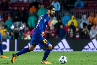 BARCELONA, SPAIN - OCTOBER 18: Andre Filipe Tavares Gomes of FC Barcelona in action during the UEFA Champions League 2017-18 match between FC Barcelona and Olympiacos FC at Camp Nou on 18 October 2017 in Barcelona, Spain. (Photo by Power Sport Images/Gett