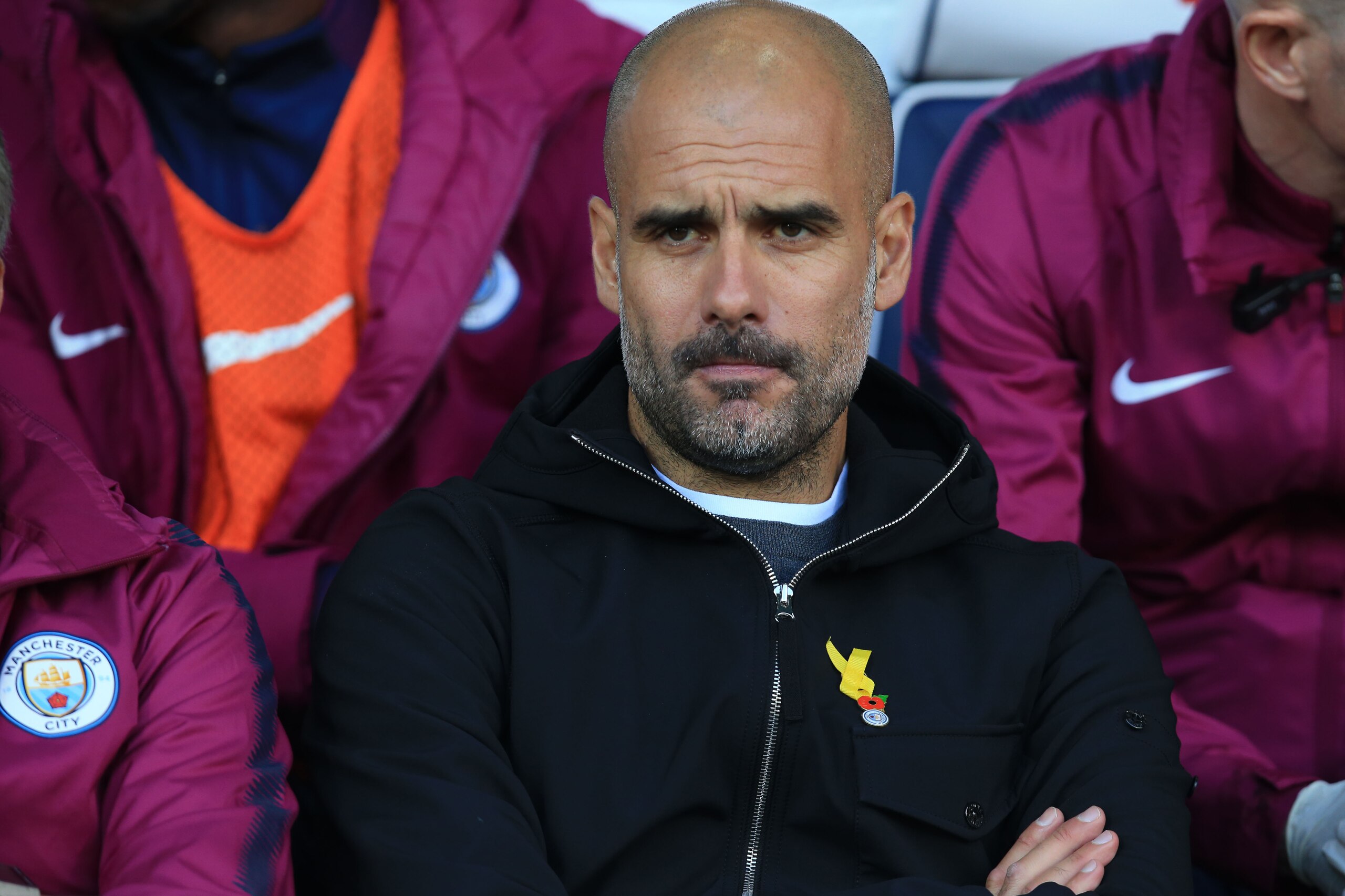 Manchester City's Spanish manager Pep Guardiola looks on before the English Premier League football match between West Bromwich Albion and Manchester City at The Hawthorns stadium in West Bromwich, central England, on October 28, 2017.
 / AFP PHOTO / Lind