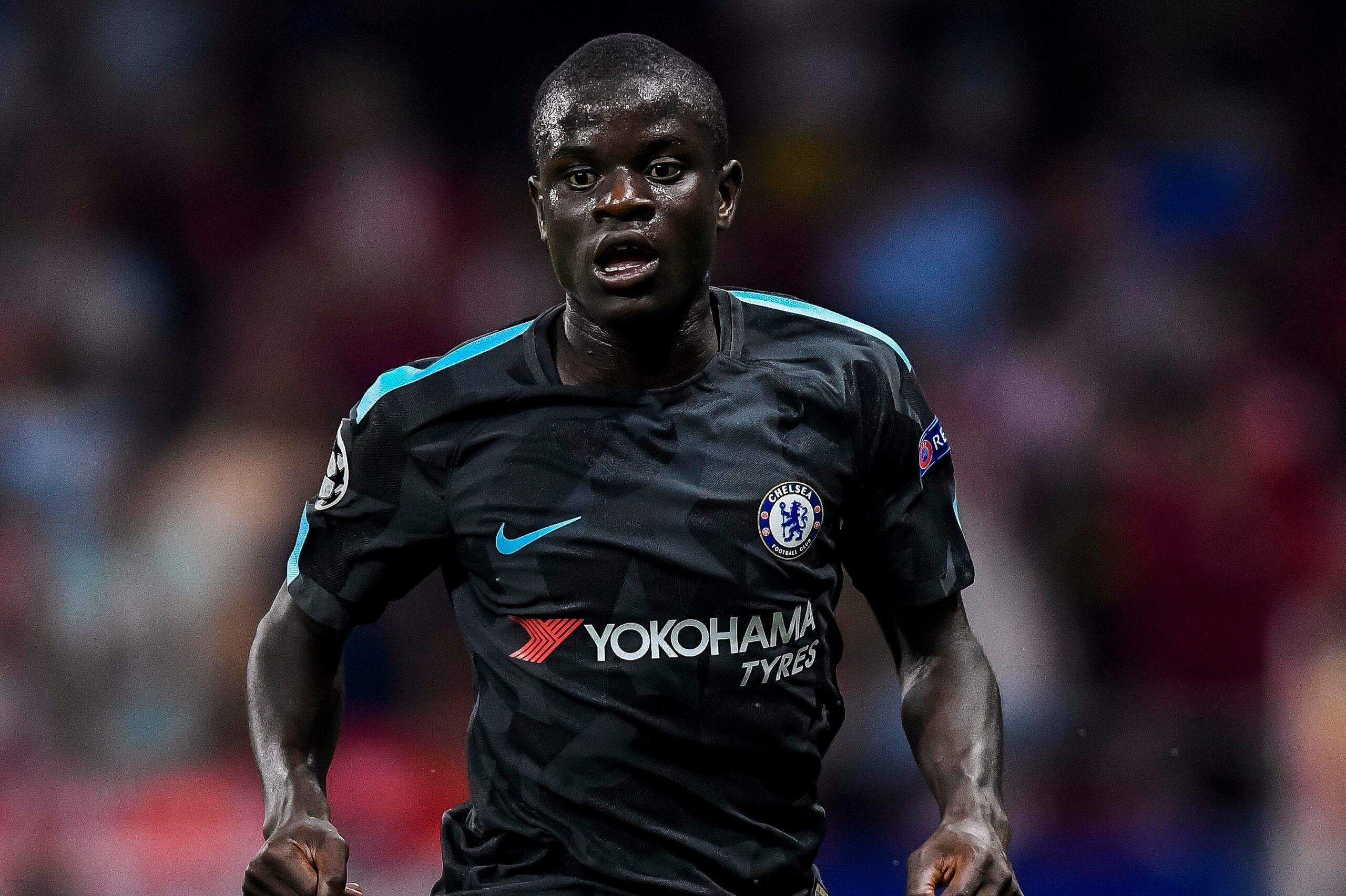 MADRID, SPAIN - SEPTEMBER 27: N'Golo Kante of Chelsea FC in action during the UEFA Champions League 2017-18 match between Atletico de Madrid and Chelsea FC at the Wanda Metropolitano on 27 September 2017, in Madrid, Spain. (Photo by Power Sport Images/Get
