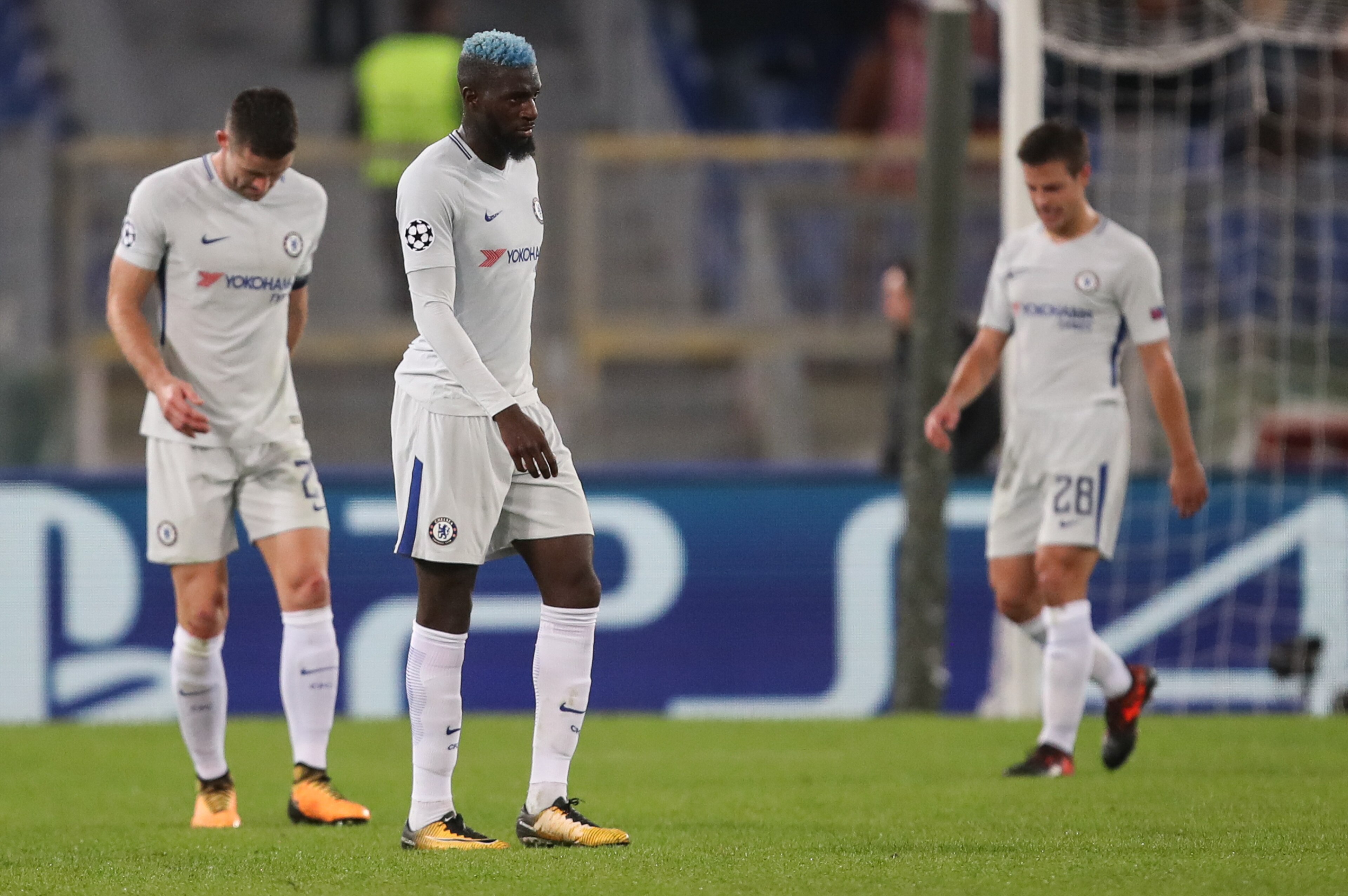 ROME, ITALY - OCTOBER 31: Tiemoué Bakayoko of Chelsea dejected during the UEFA Champions League group C match between AS Roma and Chelsea FC at Stadio Olimpico on October 31, 2017 in Rome, Italy. (Photo by Robbie Jay Barratt - AMA/Getty Images)