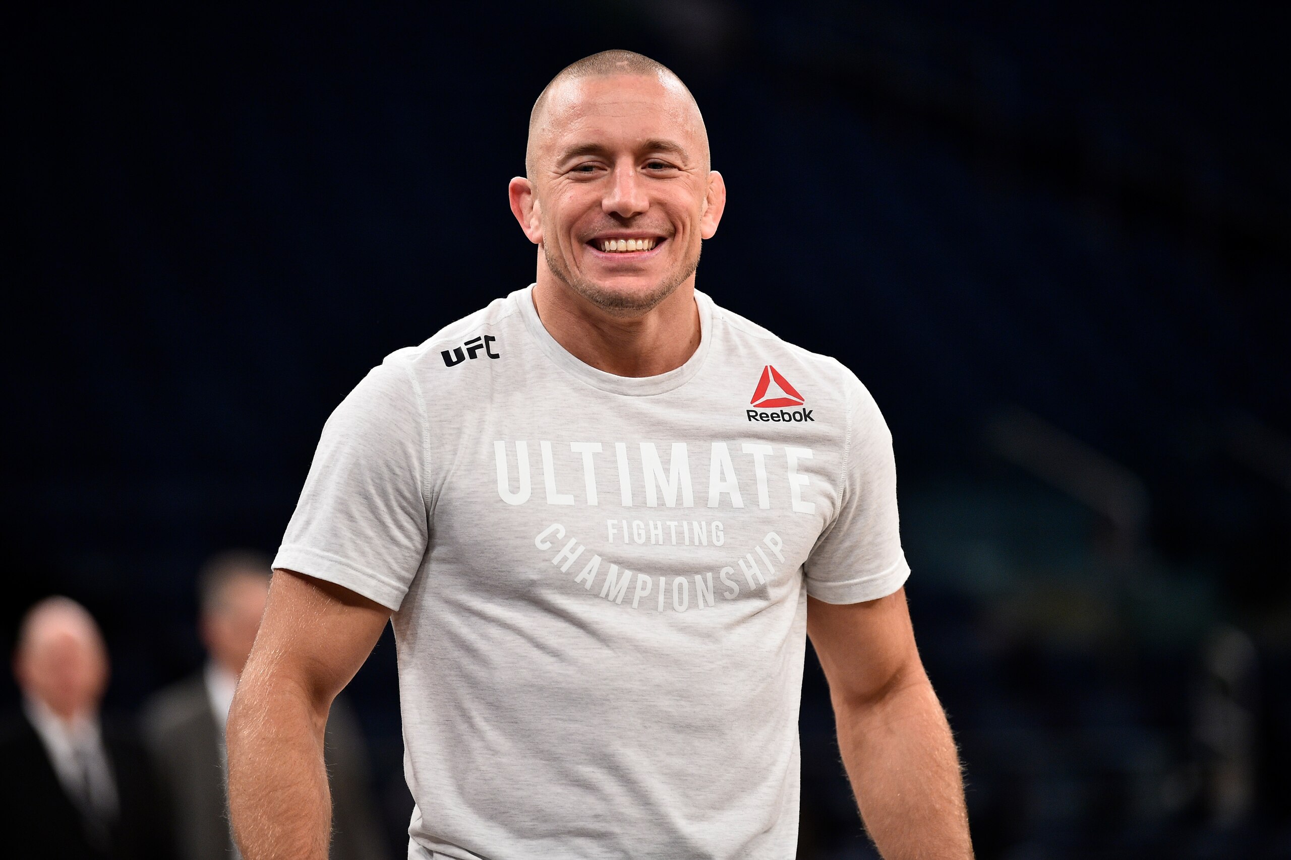 NEW YORK, NY - NOVEMBER 01:  Georges St-Pierre of Canada holds an open workout session for fans and media inside Madison Square Garden on November 1, 2017 in New York City. (Photo by Jeff Bottari/Zuffa LLC/Zuffa LLC via Getty Images)