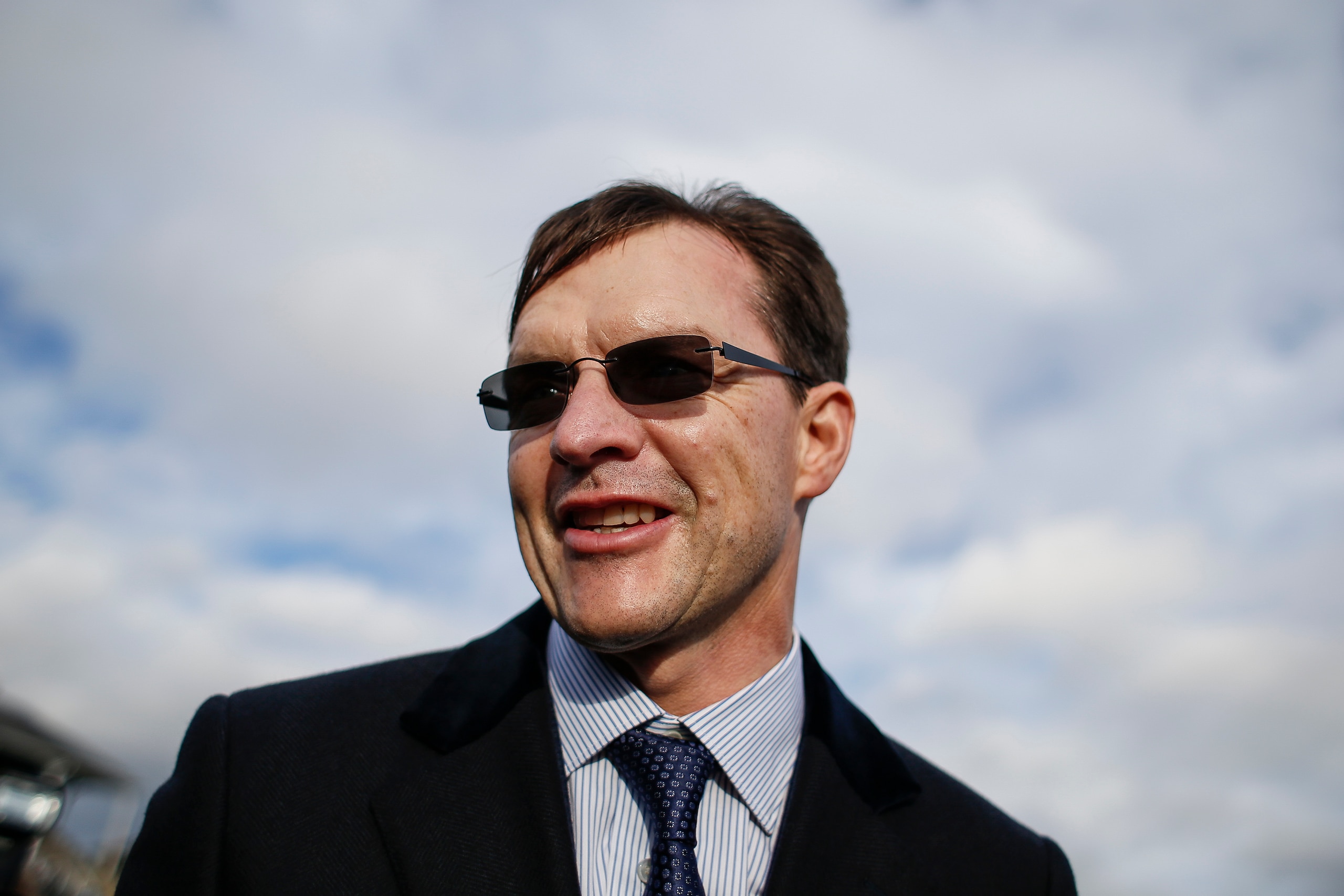 DONCASTER, ENGLAND - OCTOBER 28:  Aidan O'Brien celebrates as Saxon Warrior wins to give him a record twenty six Group 1 winners in a year at Doncaster racecourse on October 28, 2017 in Doncaster, United Kingdom. (Photo by Alan Crowhurst/Getty Images)