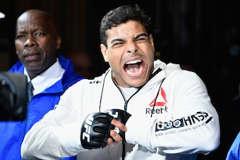 NEW YORK, NY - NOVEMBER 04: Paulo Costa of Brazil shouts before entering the octagon for his middleweight bout against Johny Hendricks during the UFC 217 event at Madison Square Garden on November 4, 2017 in New York City.  (Photo by Jeff Bottari/Zuffa LL