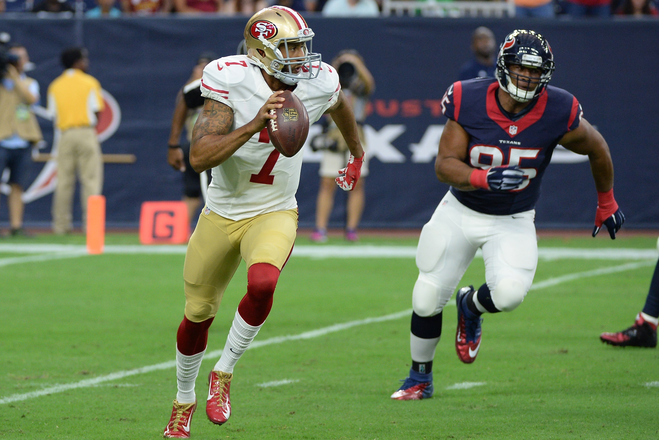 Colin Kaepernick has been discussed as a possible replacement for Deshaun Watson by the Texans, according to a report by Fox Sports' Jay Glazer. Colin Kaepernick has been discussed as a possible replacement for Deshaun Watson by the Texans, according to a report by Fox Sports' Jay Glazer.