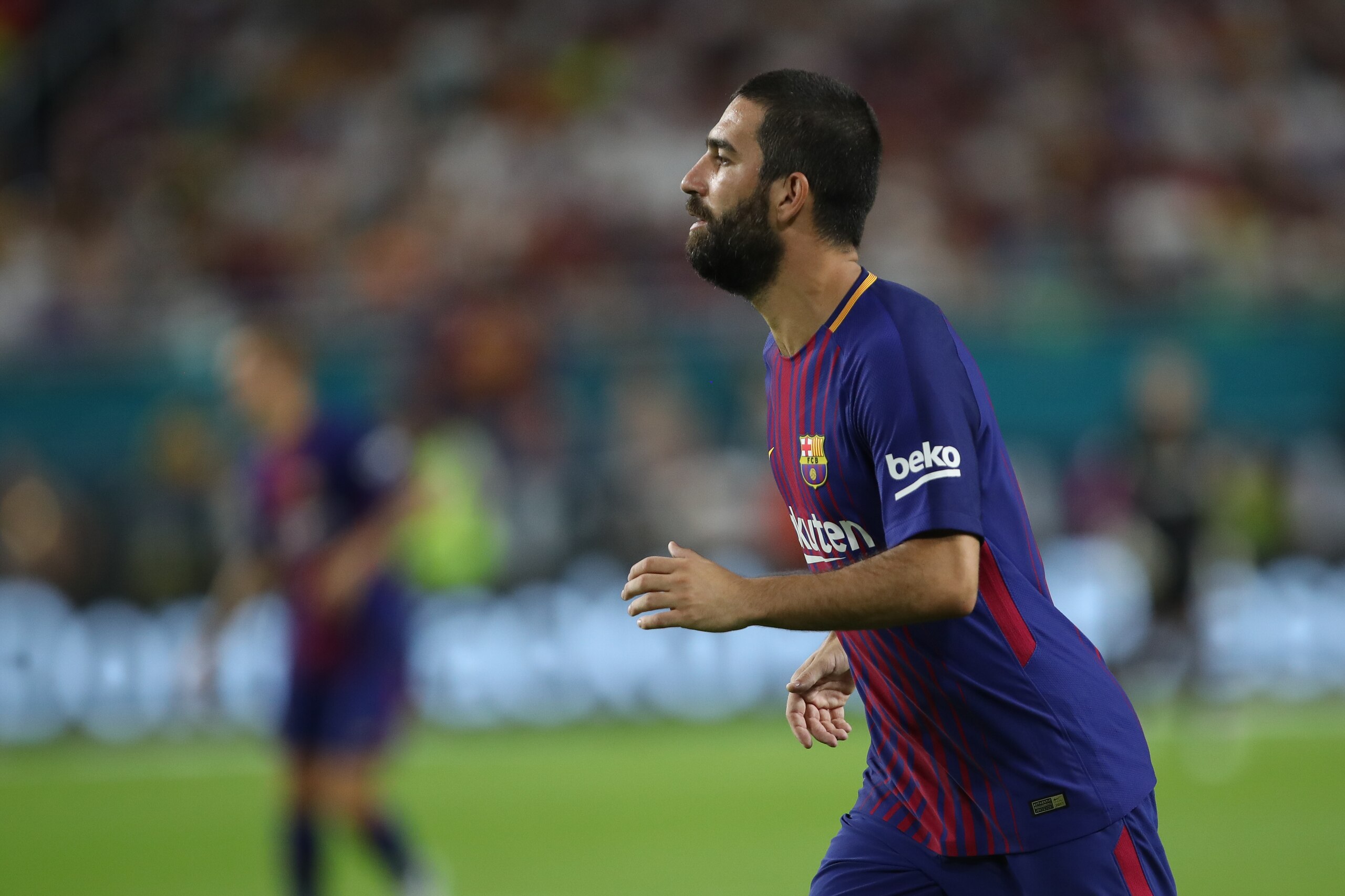 MIAMI GARDENS, FL - JULY 29: Arda Turan of FC Barcelona during the International Champions Cup 2017 match between Real Madrid and FC Barcelona at Hard Rock Stadium on July 29, 2017 in Miami Gardens, Florida. (Photo by Robbie Jay Barratt - AMA/Getty Images