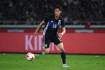 YOKOHAMA, JAPAN - OCTOBER 10:  Kenyu Sugimoto of Japan in action during the international friendly match between Japan and Haiti at Nissan Stadium on October 10, 2017 in Yokohama, Kanagawa, Japan.  (Photo by Kaz Photography/Getty Images)